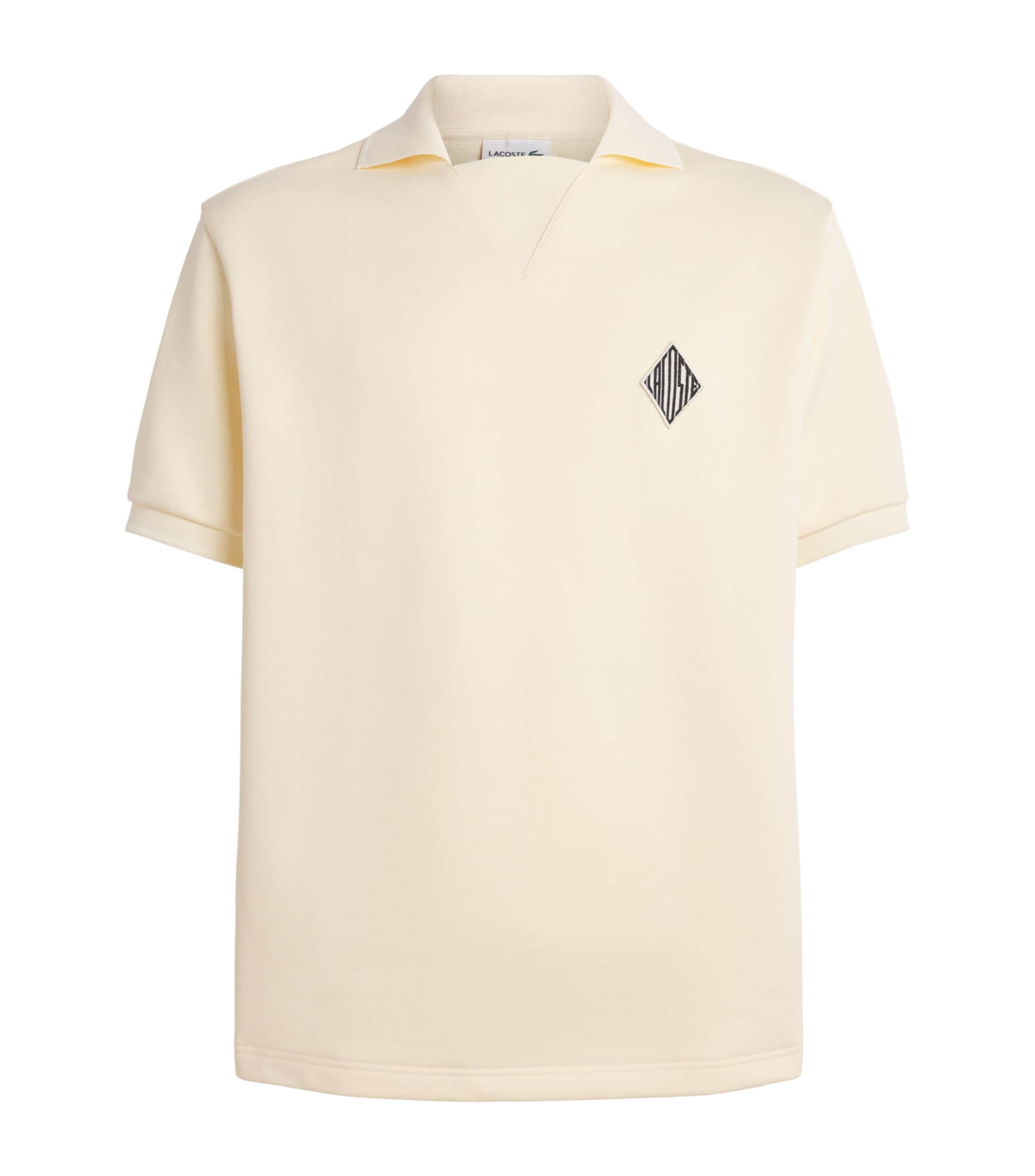 Lacoste Mens Jersey Open-Collar Polo Shirt Cream Image 1