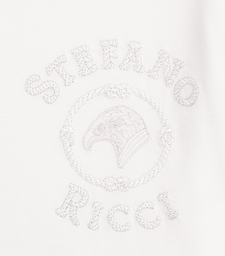 Stefano Ricci Kids Cotton-Modal Logo T-Shirt (4-16 Years) C. White Image 3