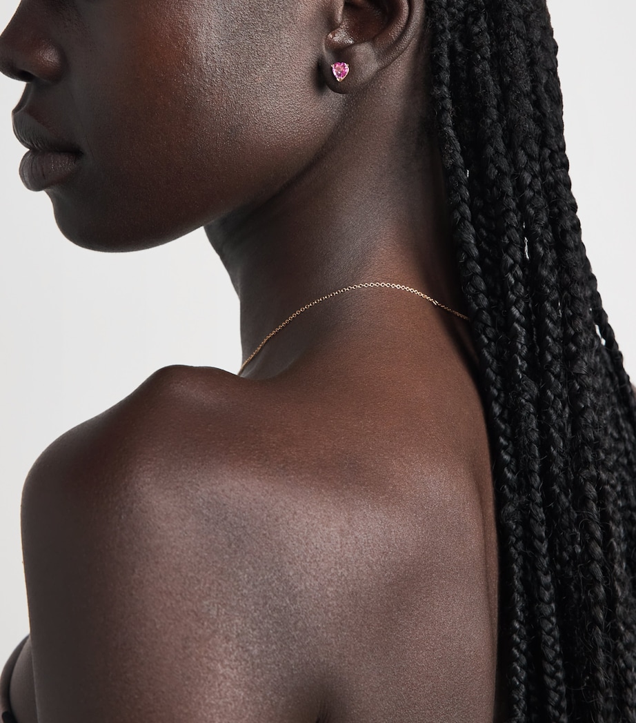 SHAY Rose Gold, Diamond and Sapphire Teardrop Halo Stud Earrings Rose Gold Image 2