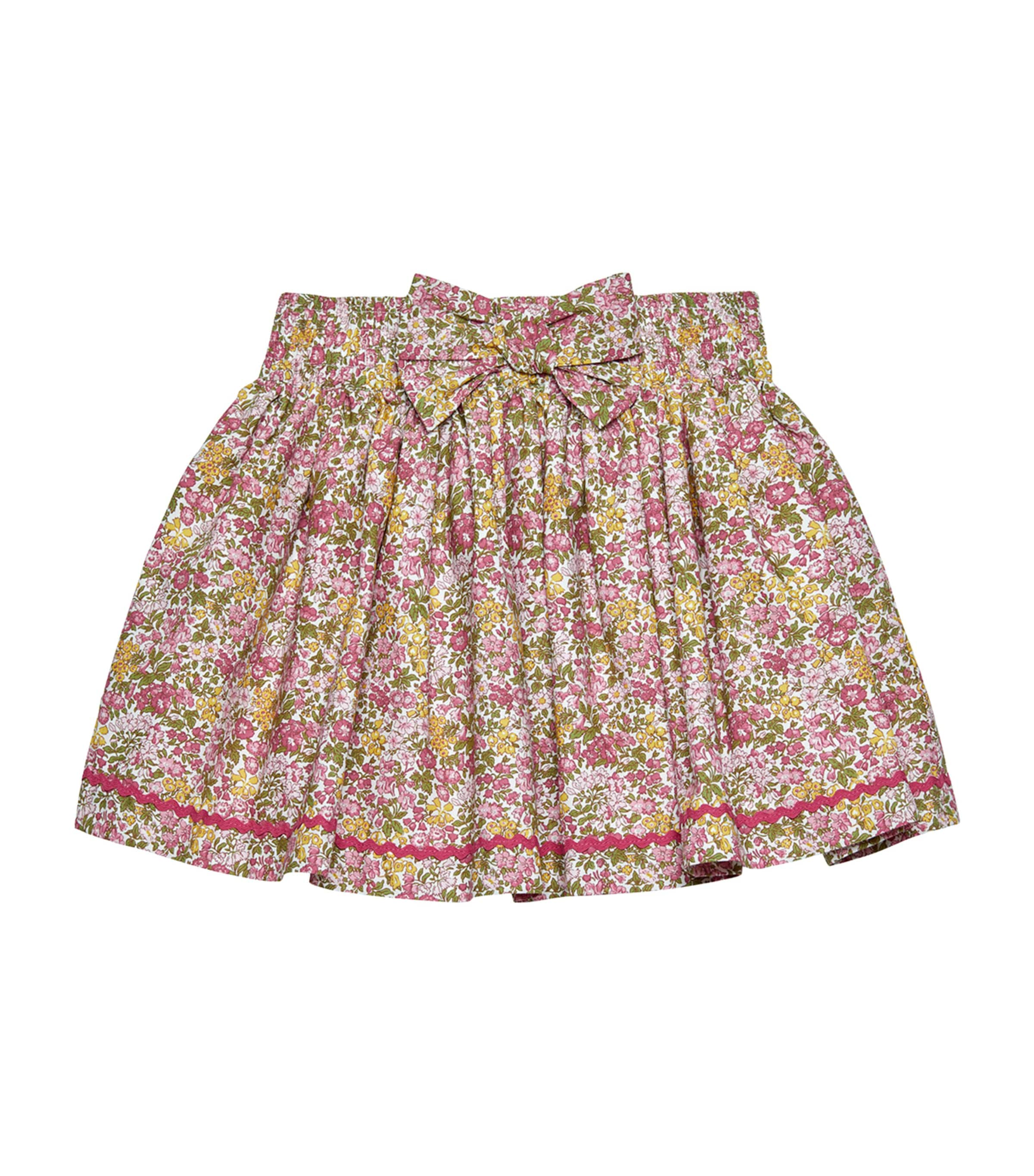 Trotters Kids' Cotton Floral Penny Skirt In Pink