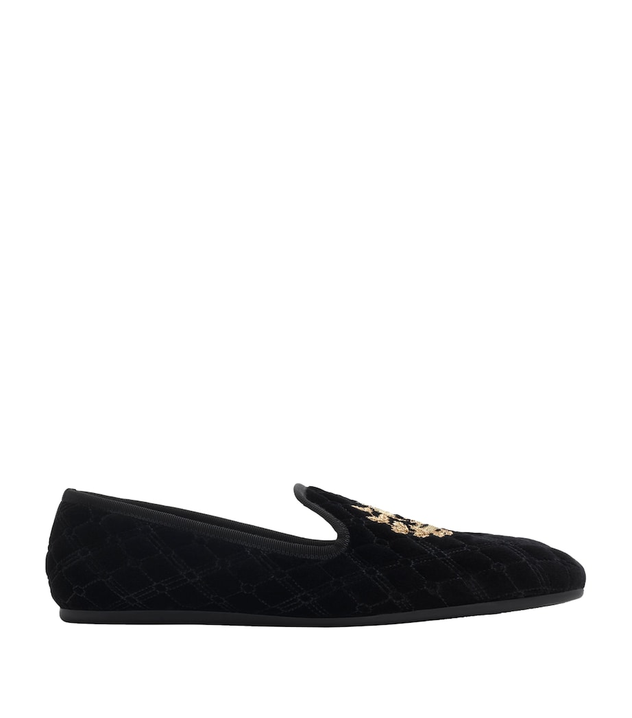 Velvet Quilted Slippers BLACK Image 1