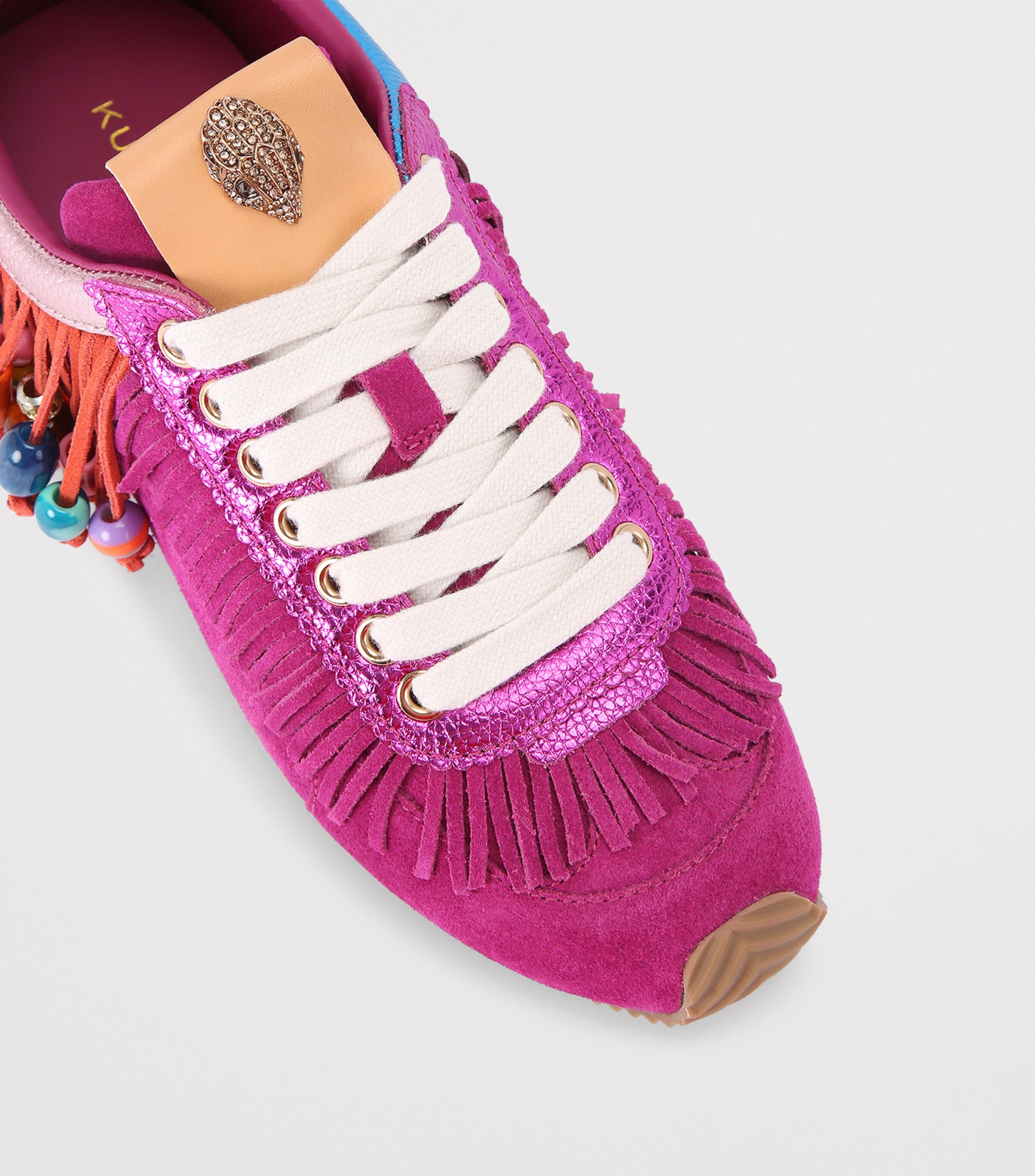 Kurt Geiger London Suede Islington Beaded Tassel Sneakers Fushia Cmb Image 3