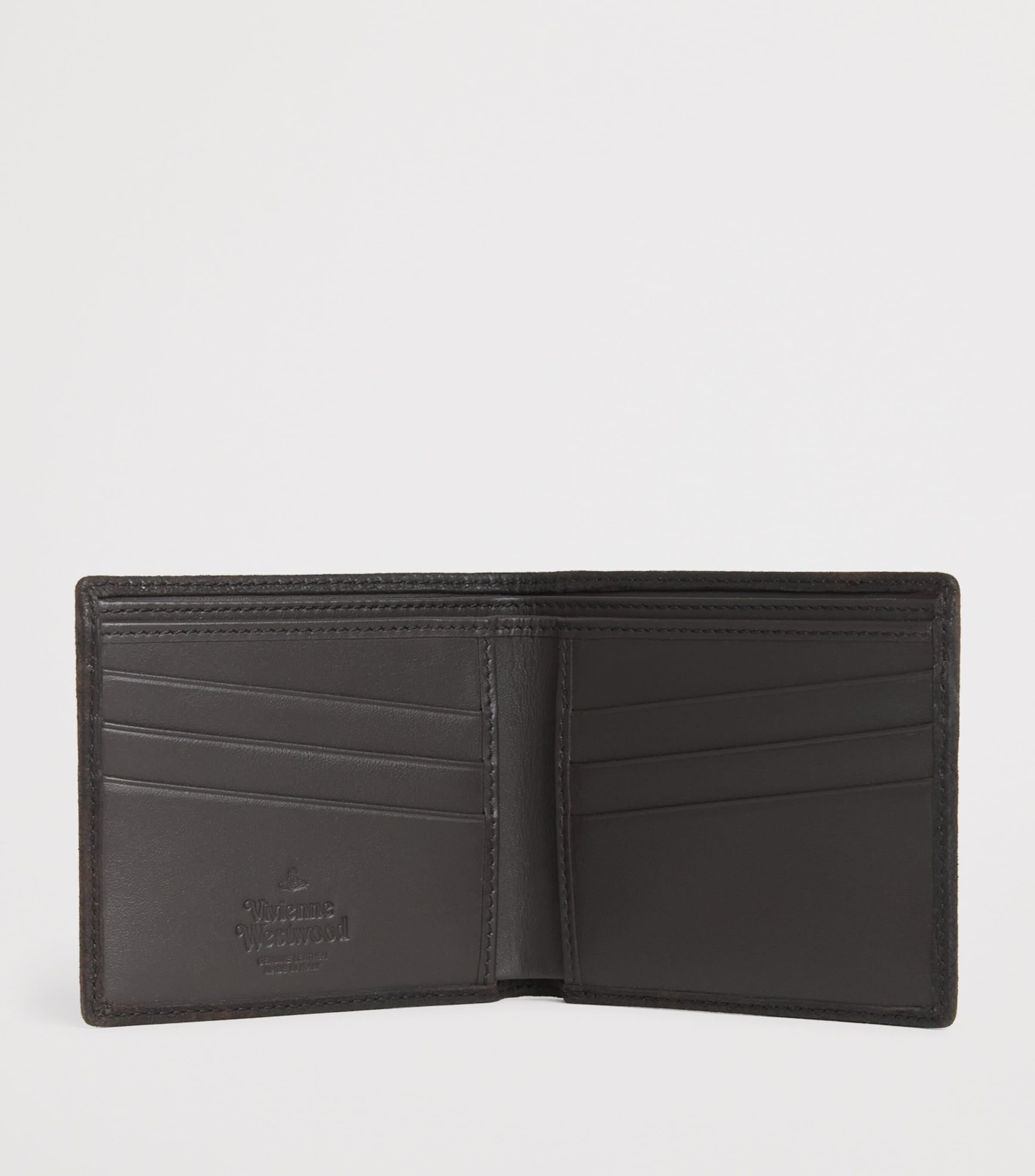 Leather Logo Bifold Wallet D402 DARK BROWN Image 2