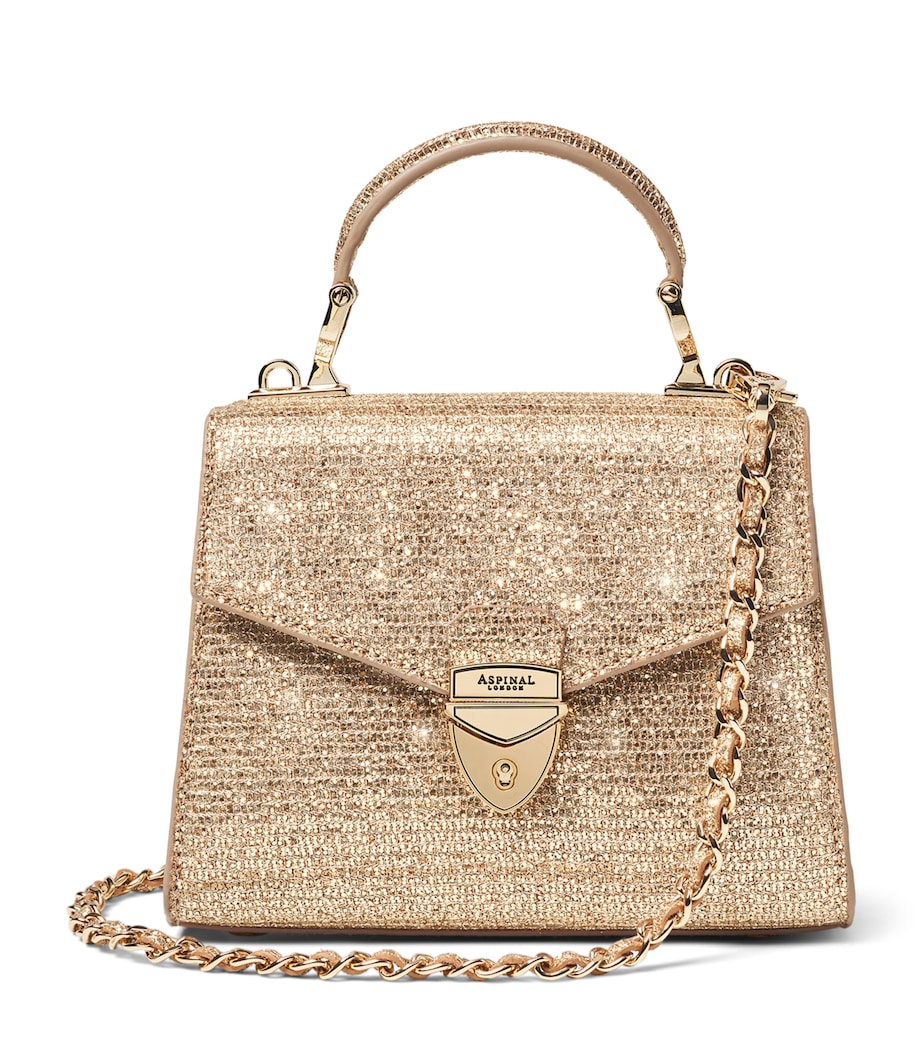 Aspinal Of London Mini Glitter Modern Mayfair Bag Champagne Image 1