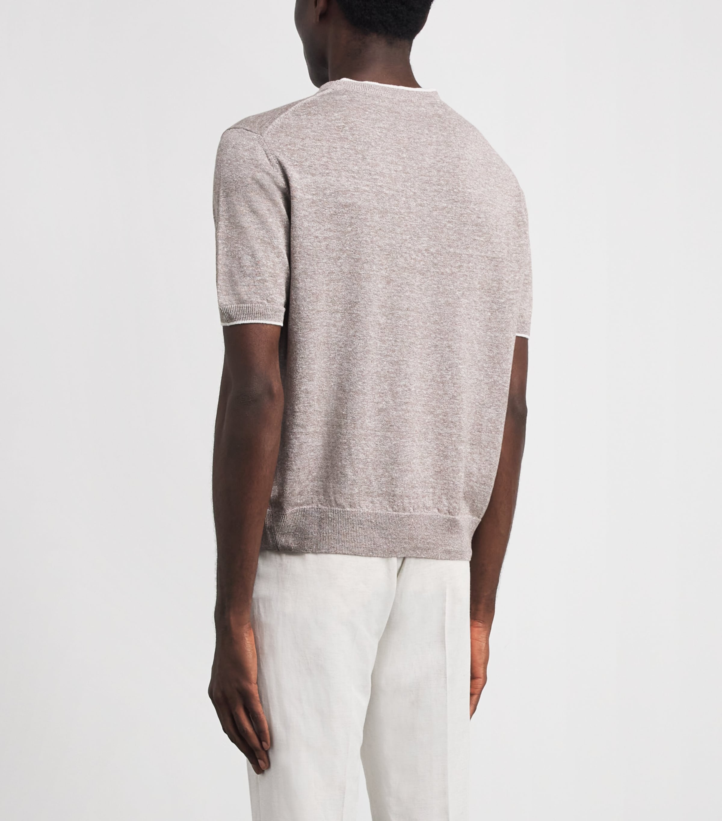 Fioroni Cashmere Mens Linen-Cotton T-Shirt Tortora Image 5