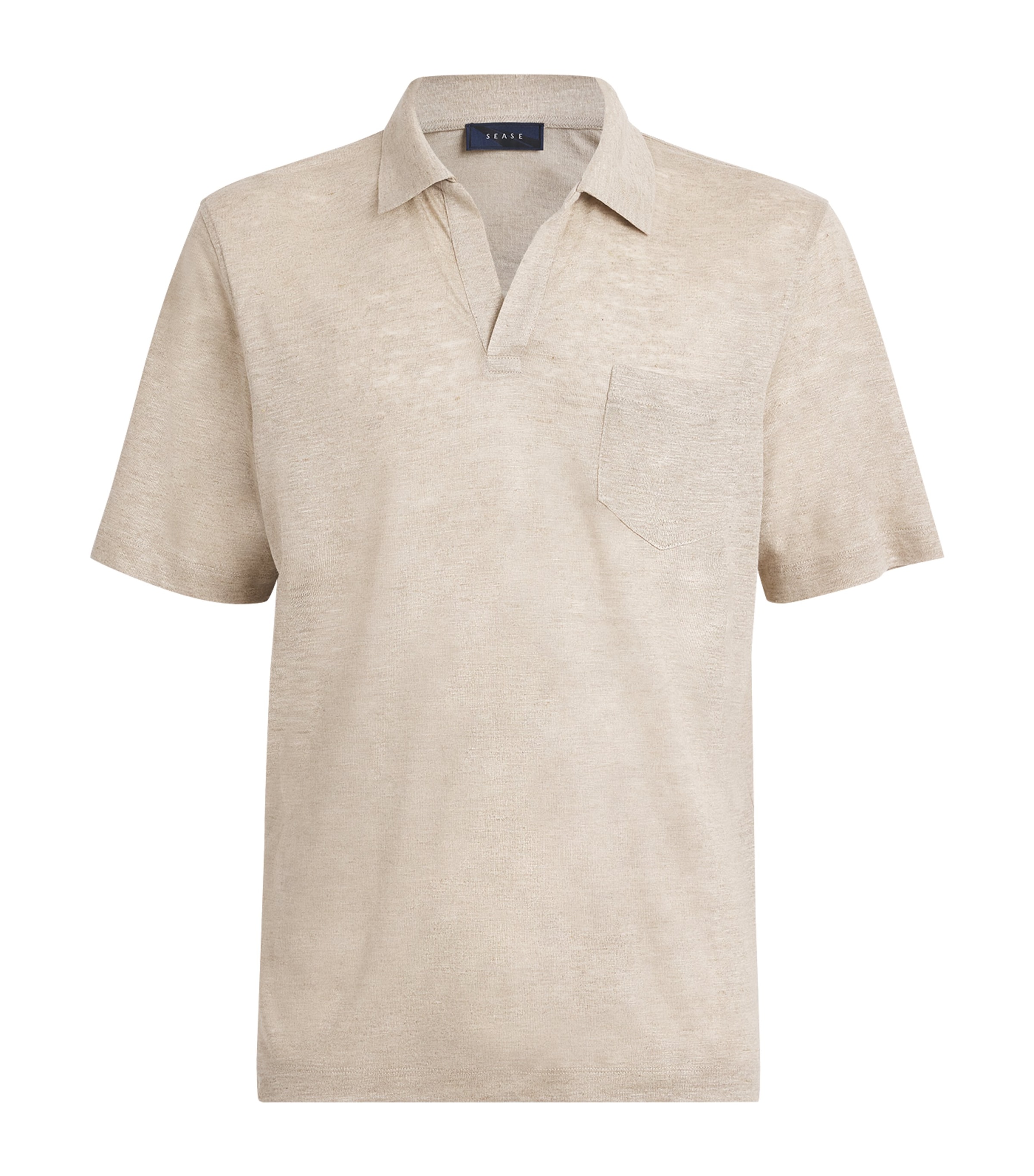 Sease Mens Linen-Cotton Polo Shirt Beige Image 1