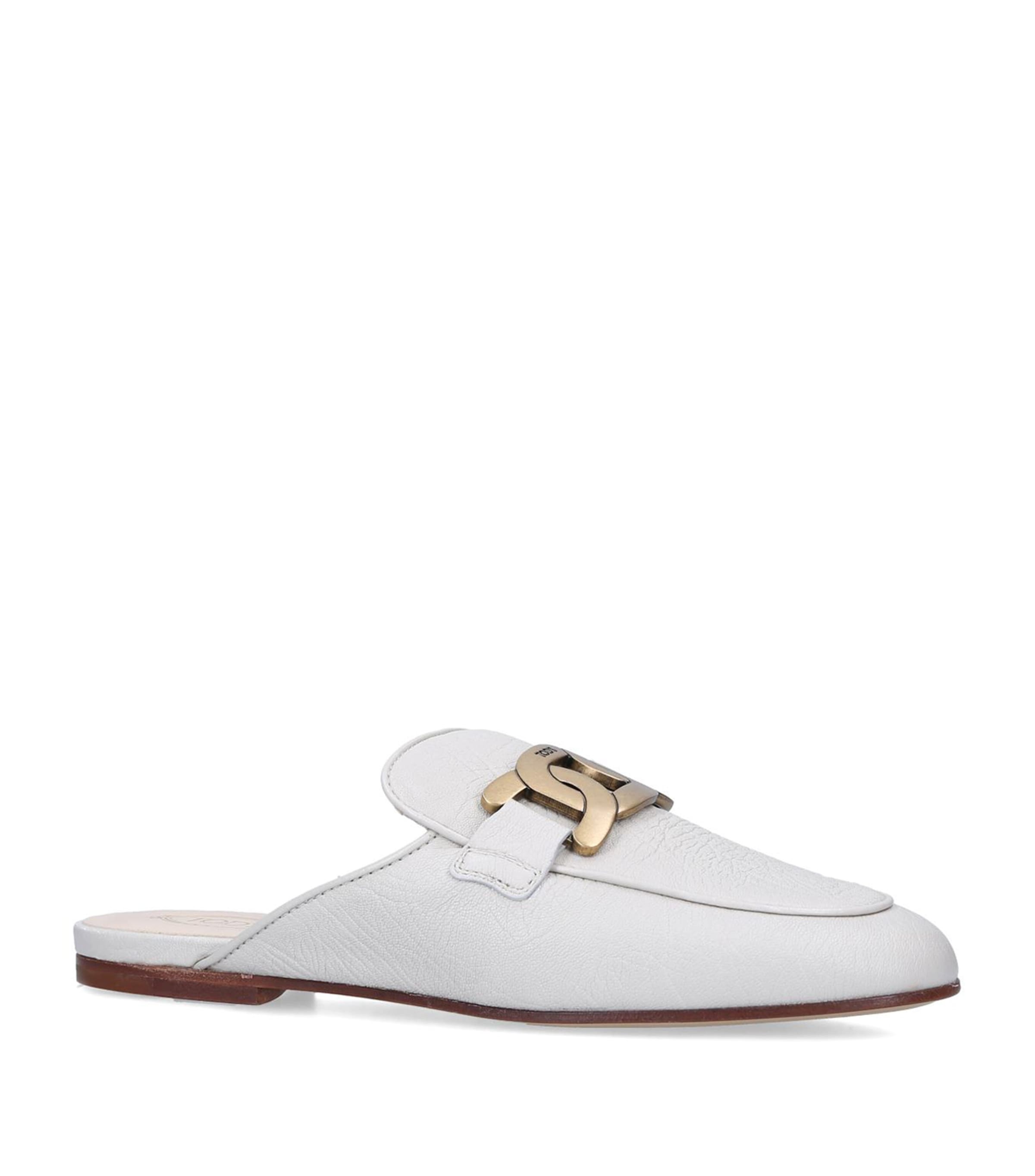 Tod's Leather Slippers In White