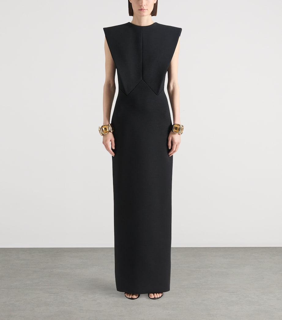 Wool-Blend Structured Maxi Dress BLACK Image 2