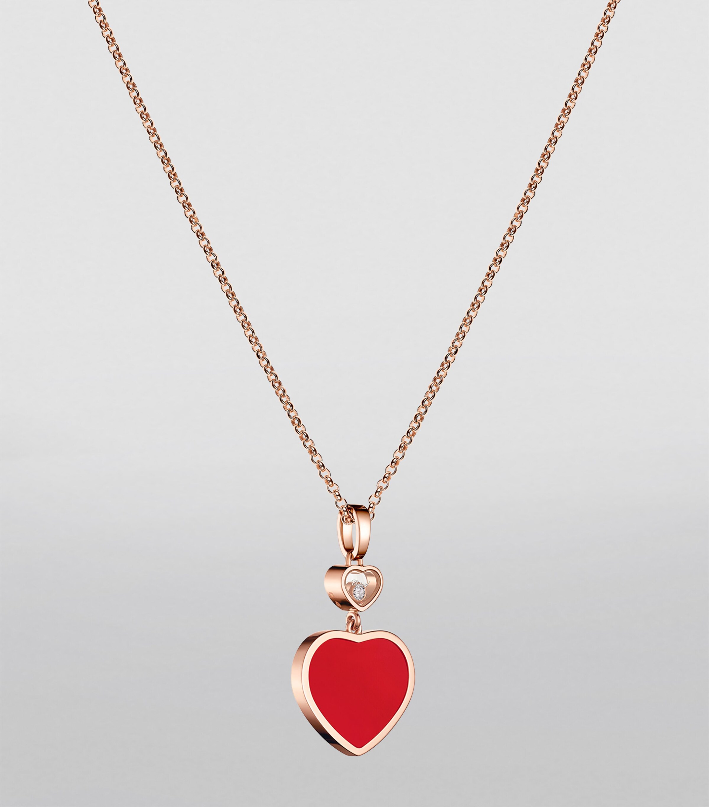 Rose Gold, Carnelian and Diamond Happy Hearts Pendant 18K ROSE GOLD Image 4