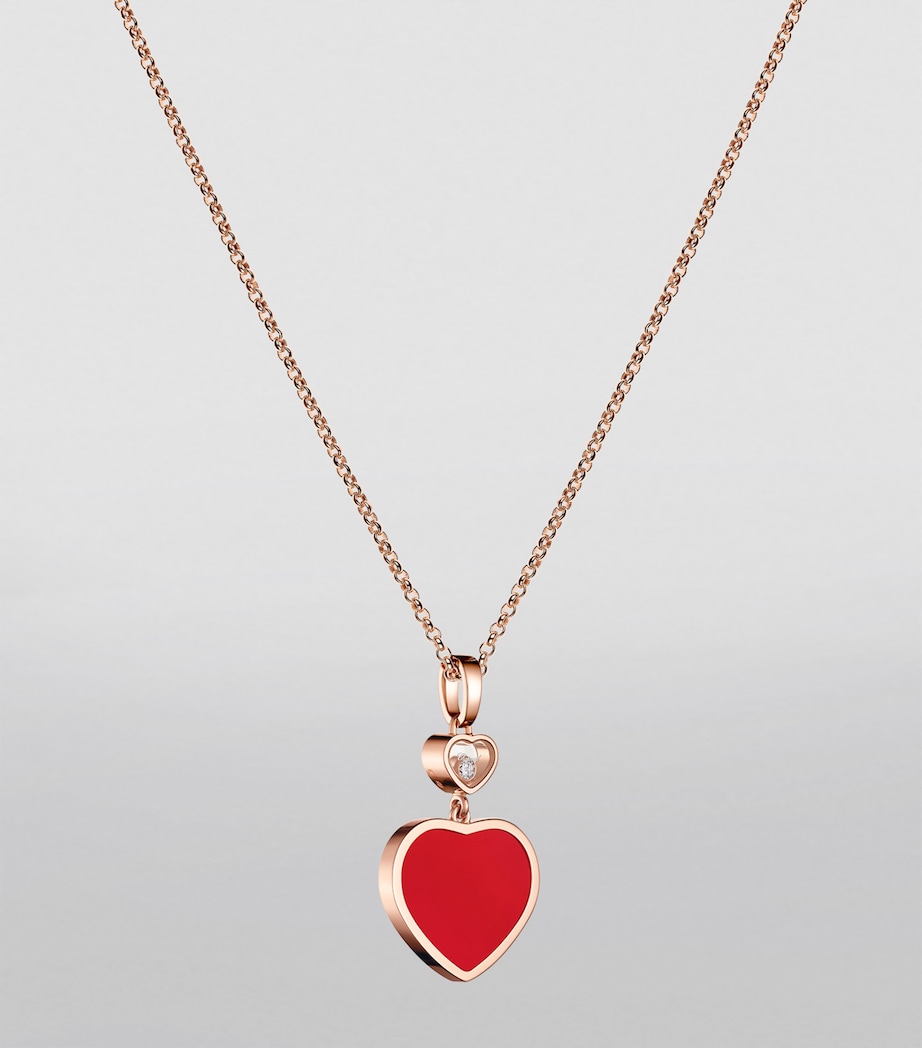 Rose Gold, Carnelian and Diamond Happy Hearts Pendant 18K ROSE GOLD Image 4