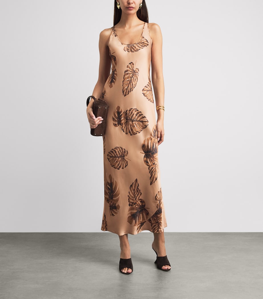 L'Agence Womens Satin Akiya Slip Maxi Dress Plms Hznt Mlt Lg Plm Image 2