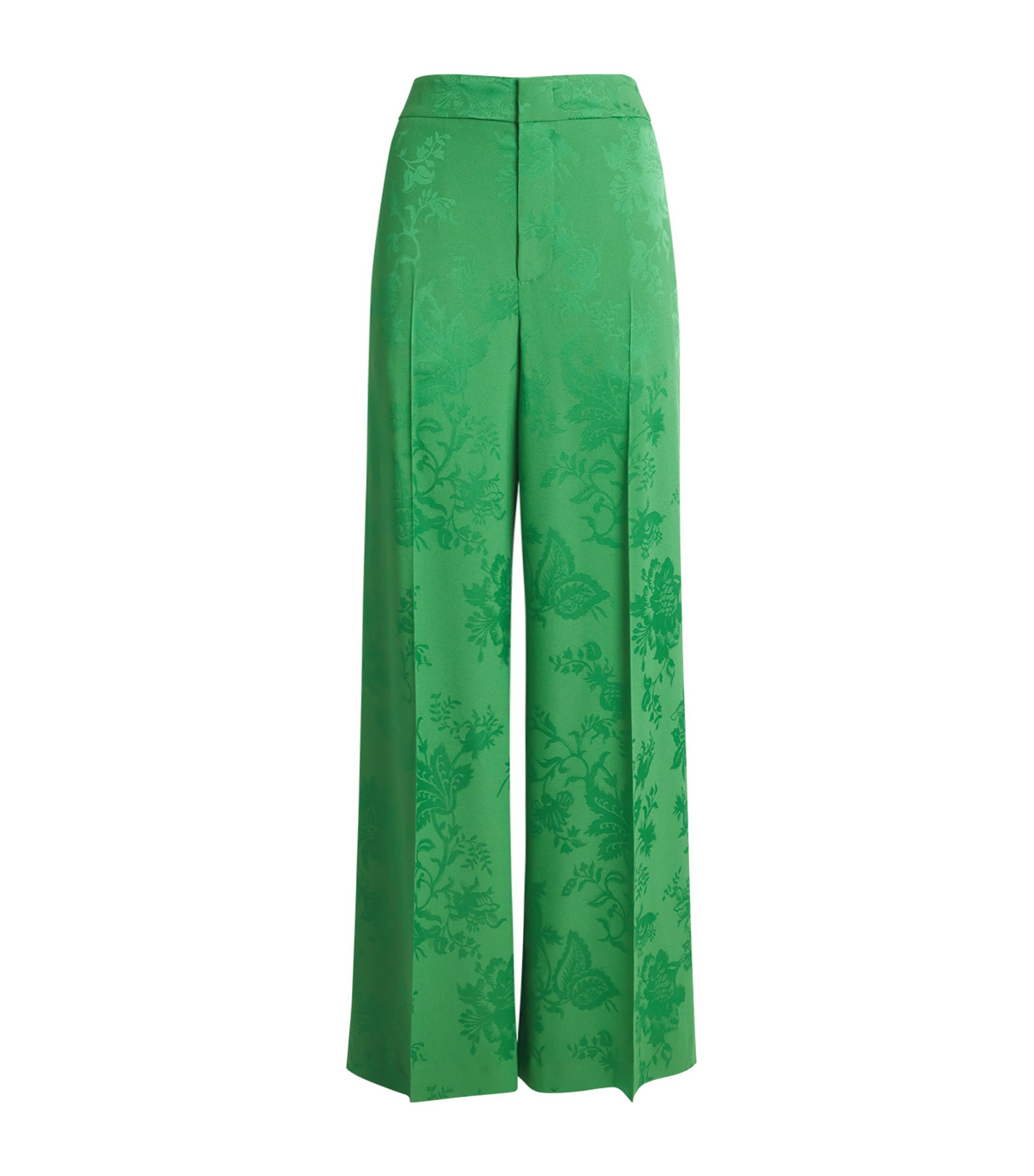 Satin Floral Wide-Leg Trousers V0396 Image 1
