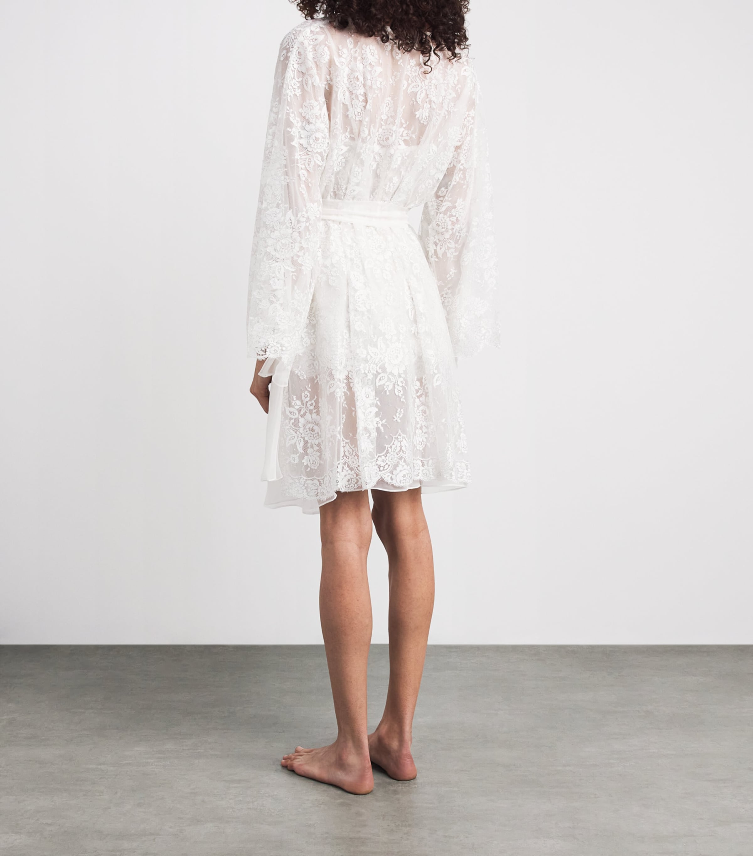 Rosamosario Womens Silk Lace Robe White Image 4
