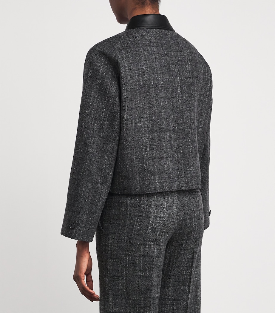 Theory Womens Wool-Blend Malfile Blazer Charcoal Multi Qdy Image 4