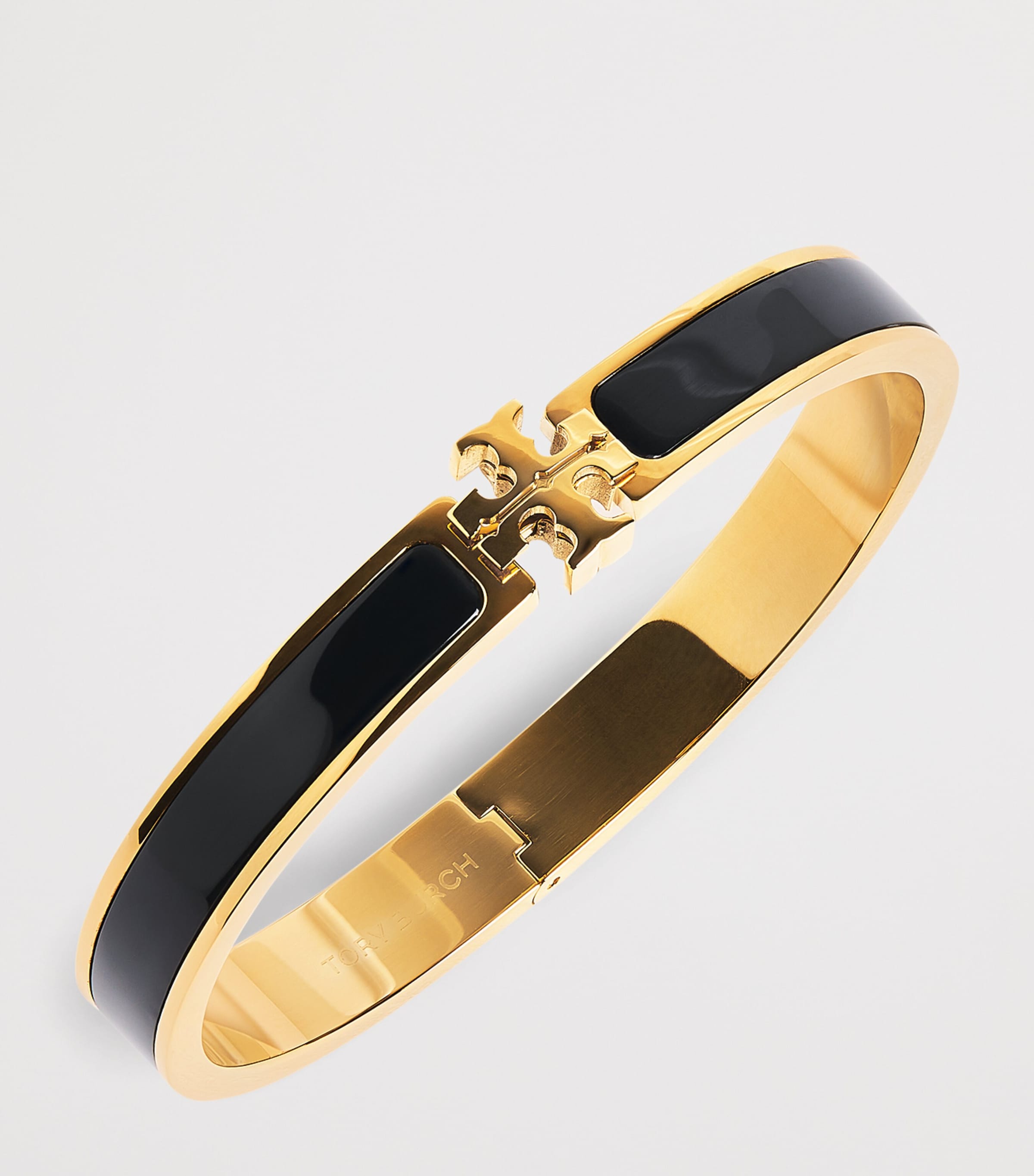 Tory Burch Medium Enamel Icon Bangle Tory Gold/ Black Image 5