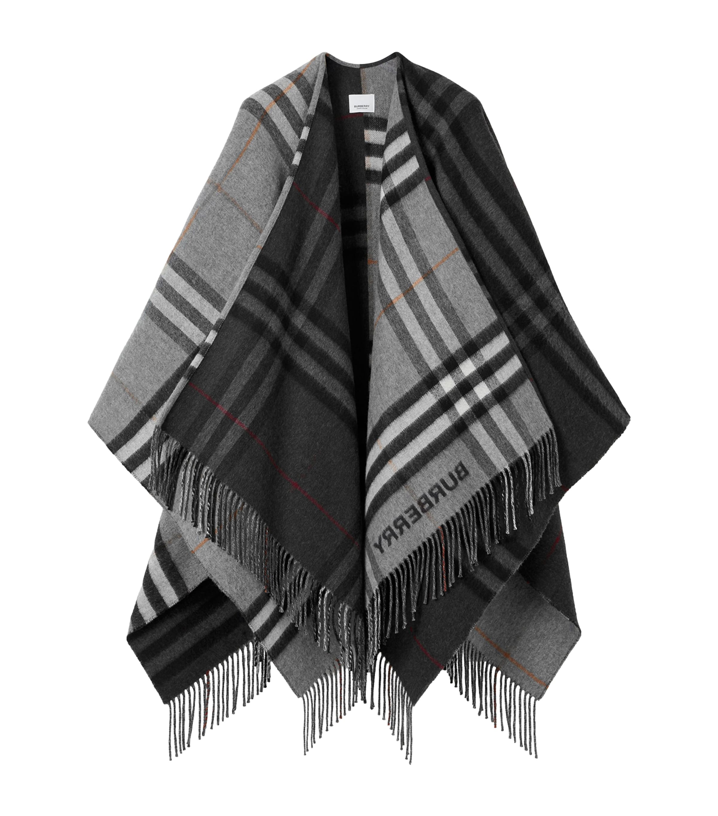 Burberry Wool-cashmere Contrast-check Cape In Multi