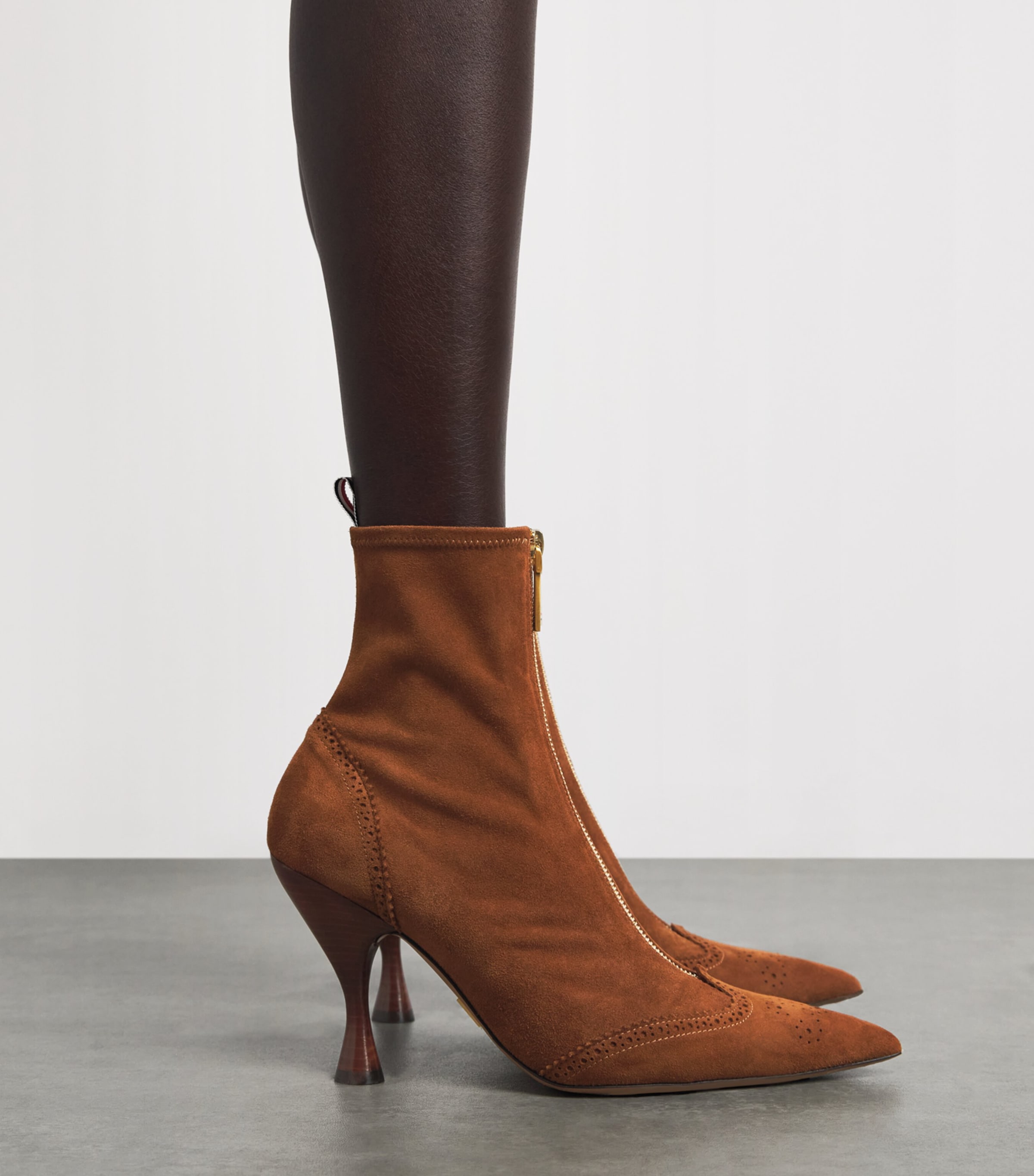 Thom Browne Suede Wingtip Ankle Boots 90 Caramel Image 2