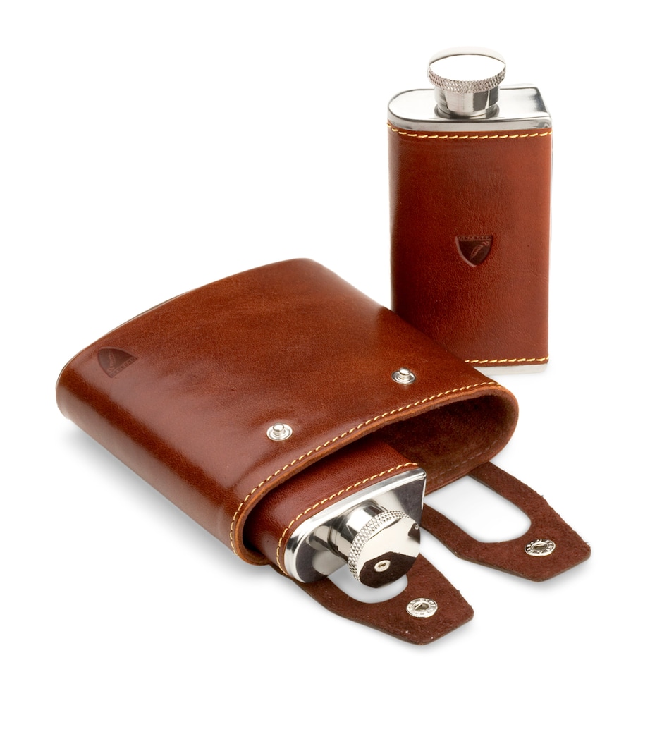 Double Leather Hip Flask BROWN Image 2
