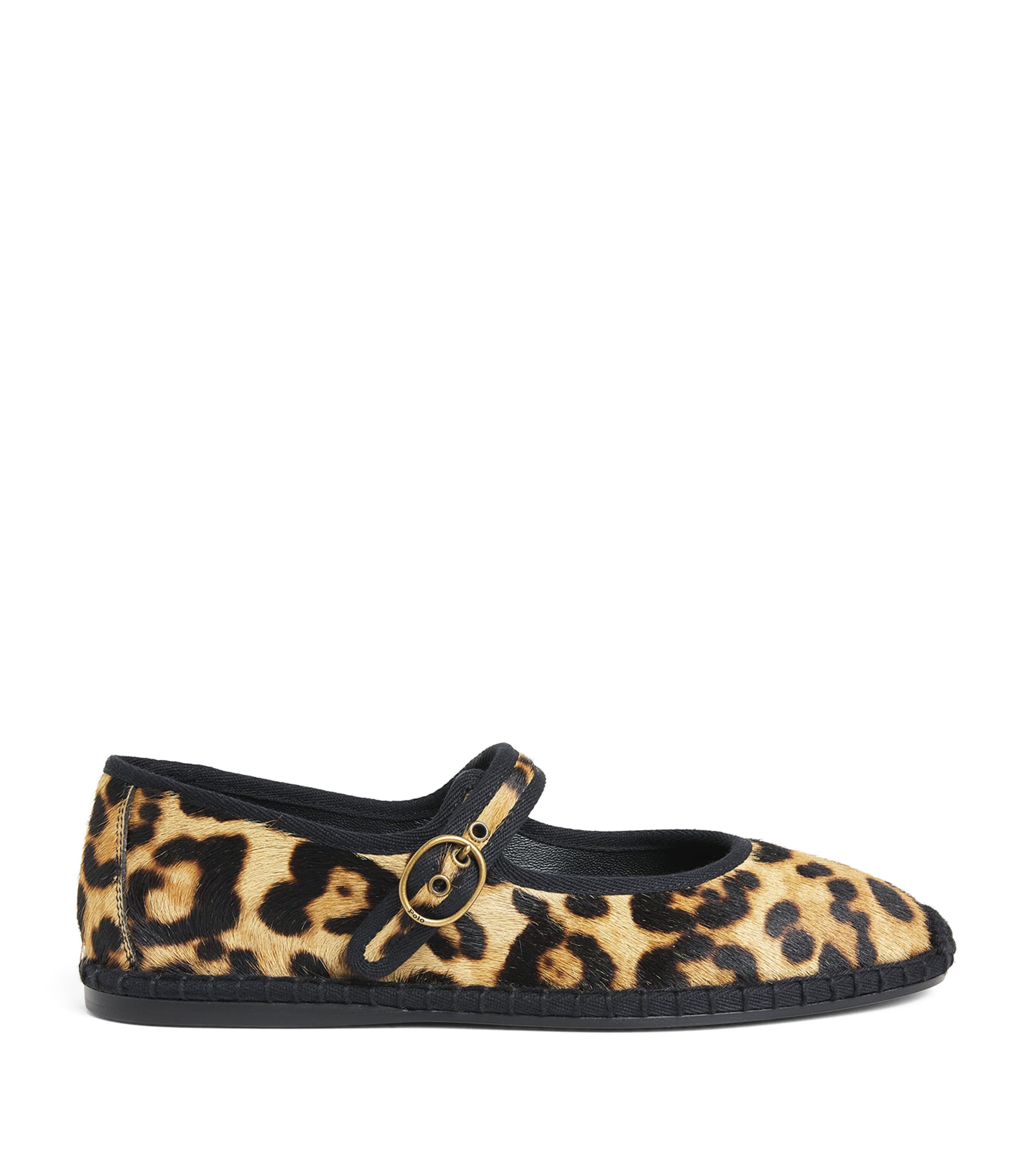 Polo Ralph Lauren Calf Hair Mary Jane Flats In Brown
