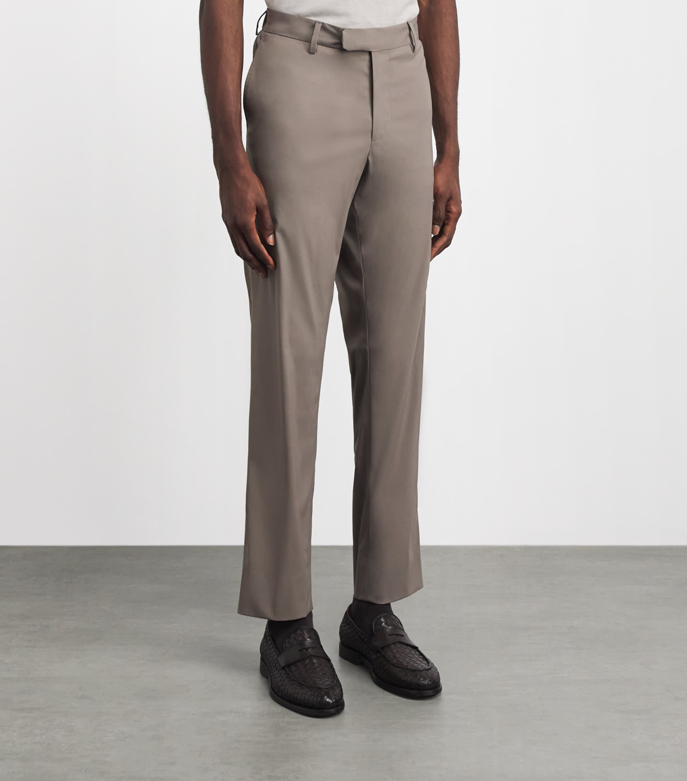 Corneliani Mens Techwool Straight Trousers Natural / Beige Image 4