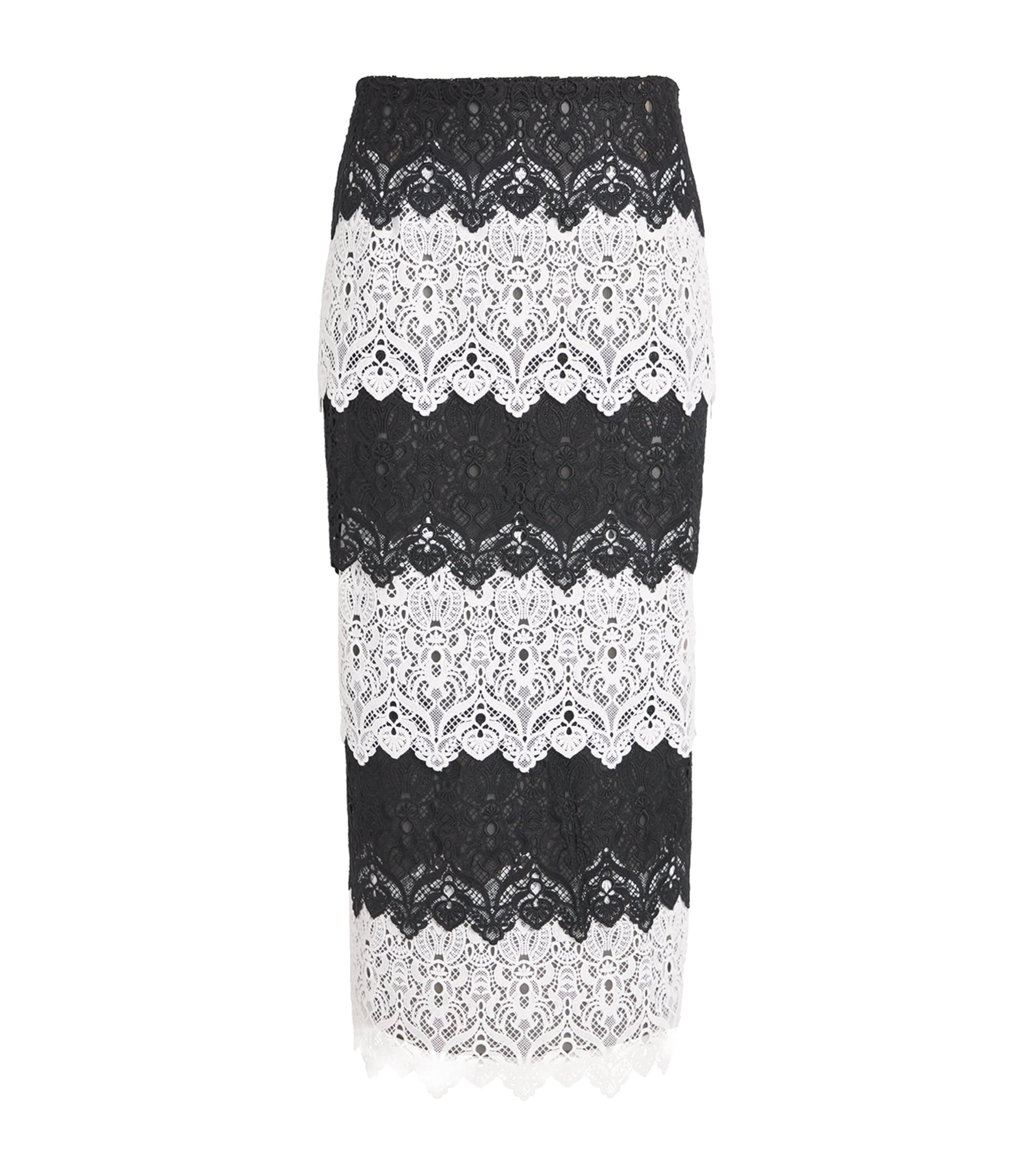 Carolina Herrera Lace Midi Skirt Black/white
