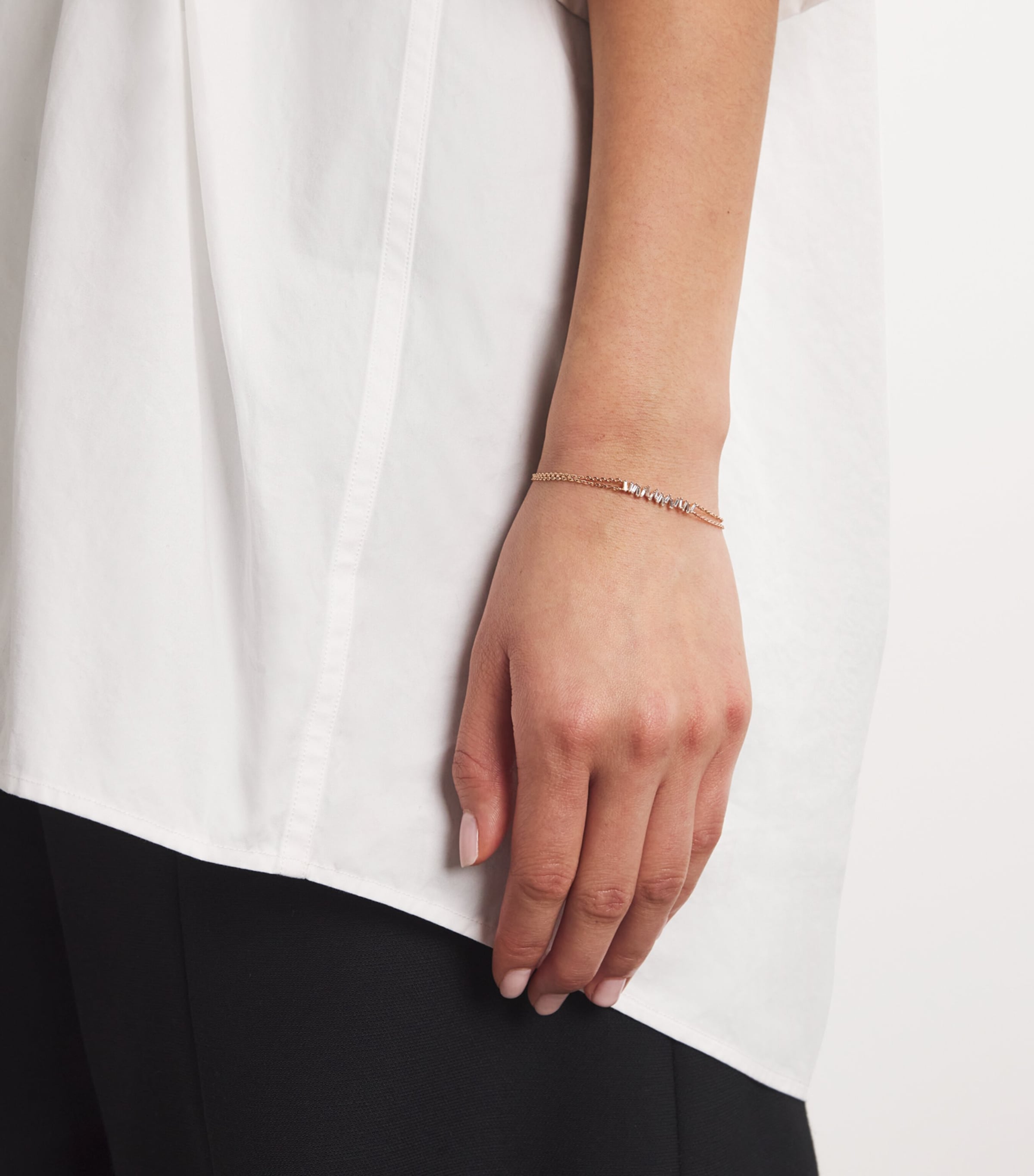 Rose Gold and Diamond Classic Bar Bracelet 18K RG/WD Image 2