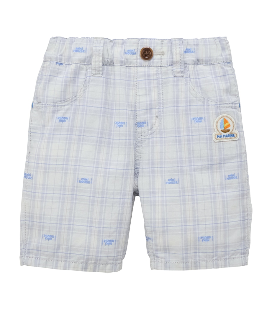 Miki House Cotton Logo Check Shorts (2-9 Years) Image 1
