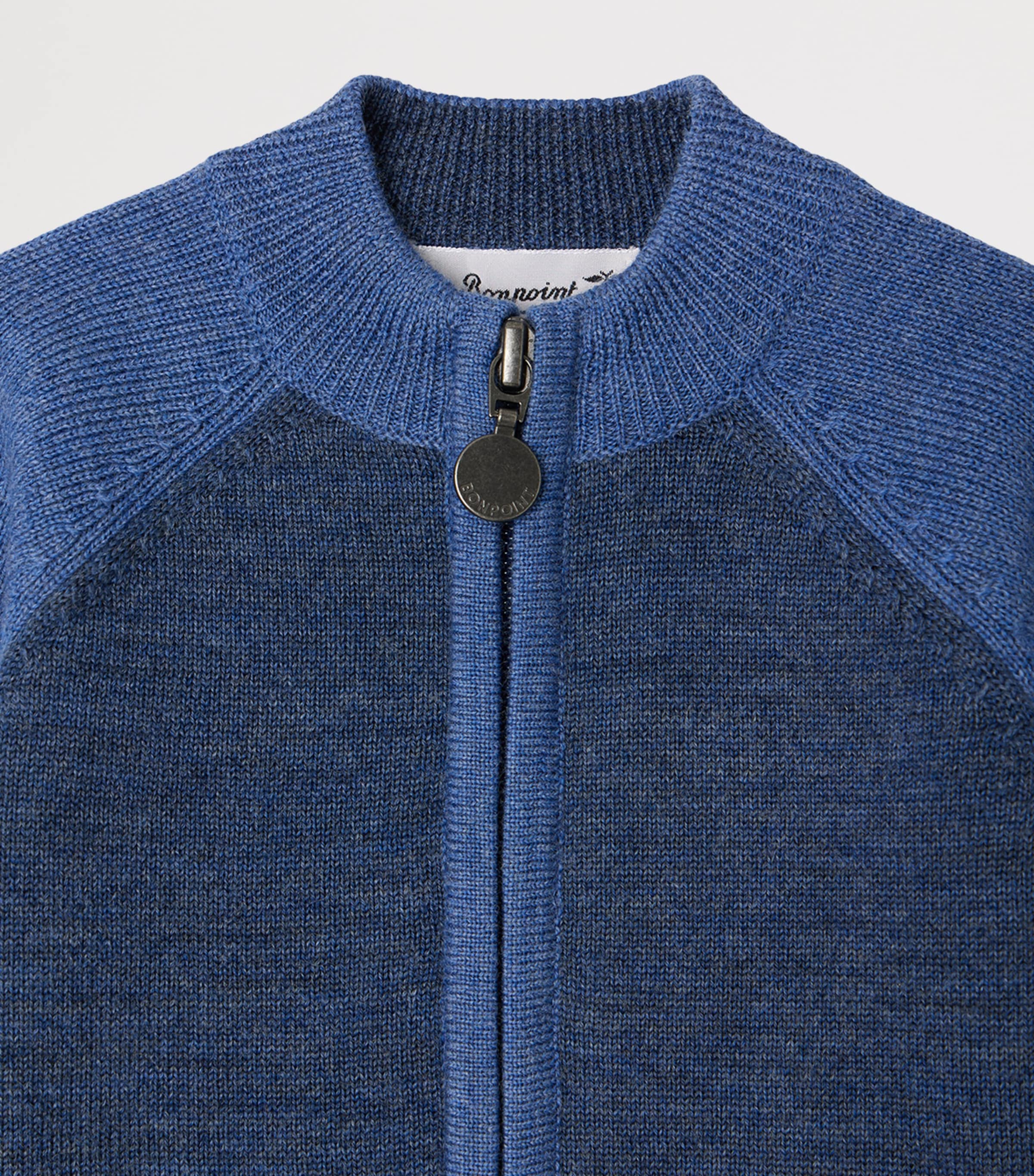 Bonpoint Wool Zip-Up Sweatshirt (6-12 Months) Indigo Image 3