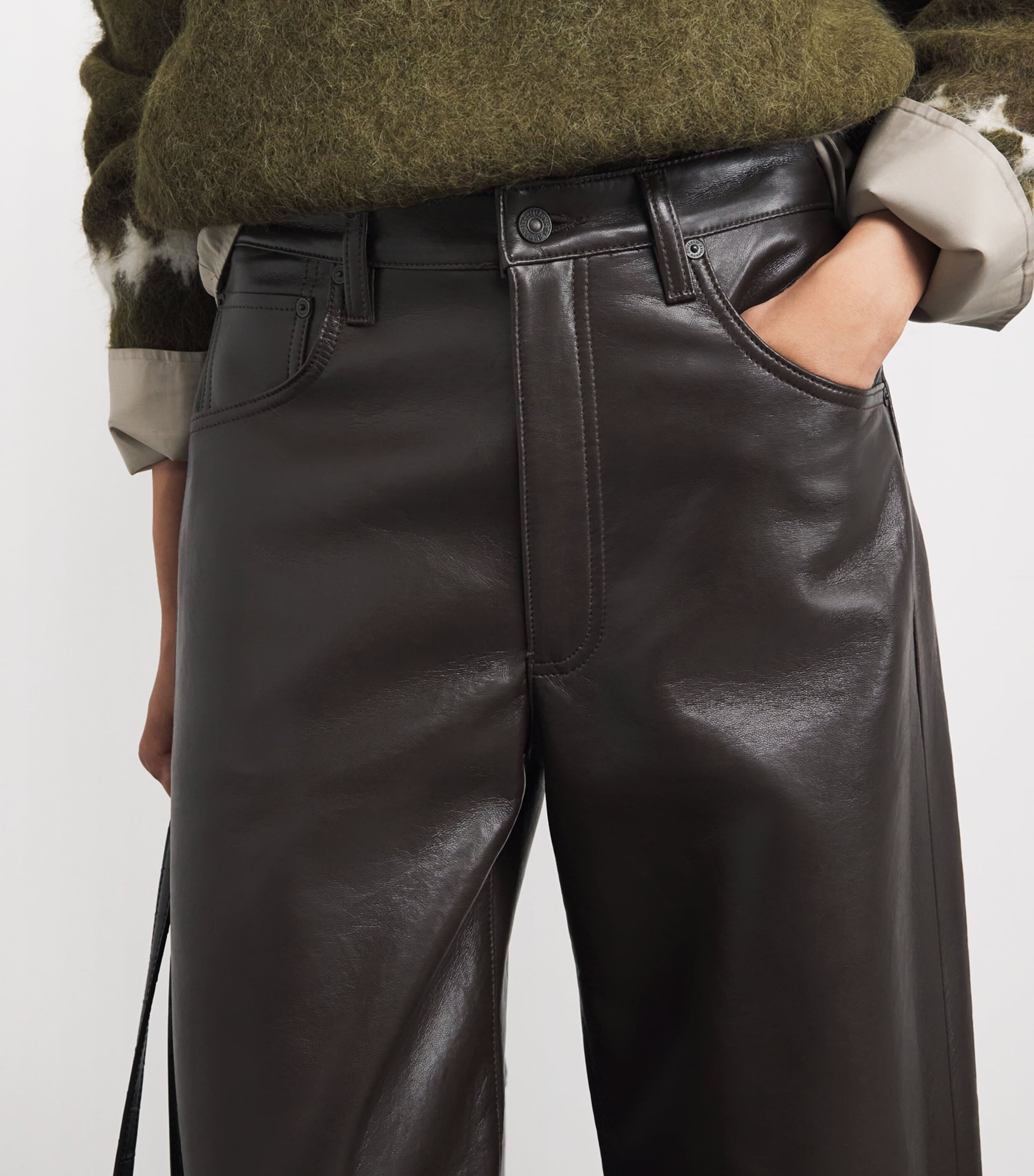 Leather-Blend Ayla Baggy Jeans CHO Image 6