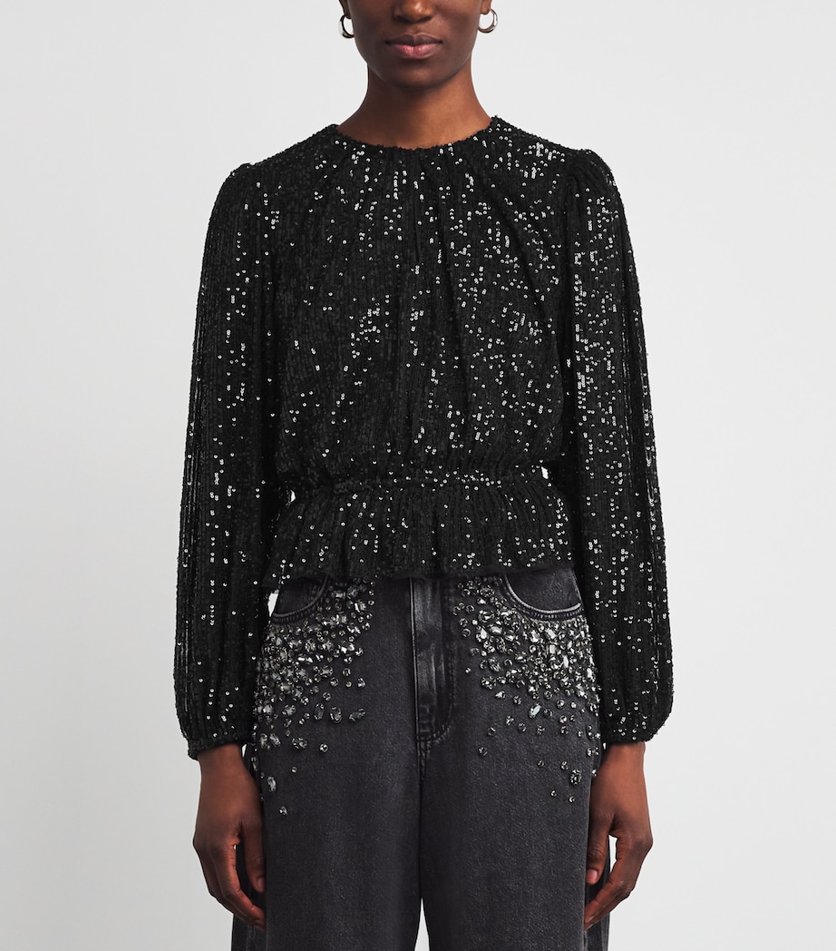 Sequinned Vilma Blouse BLACK Image 3