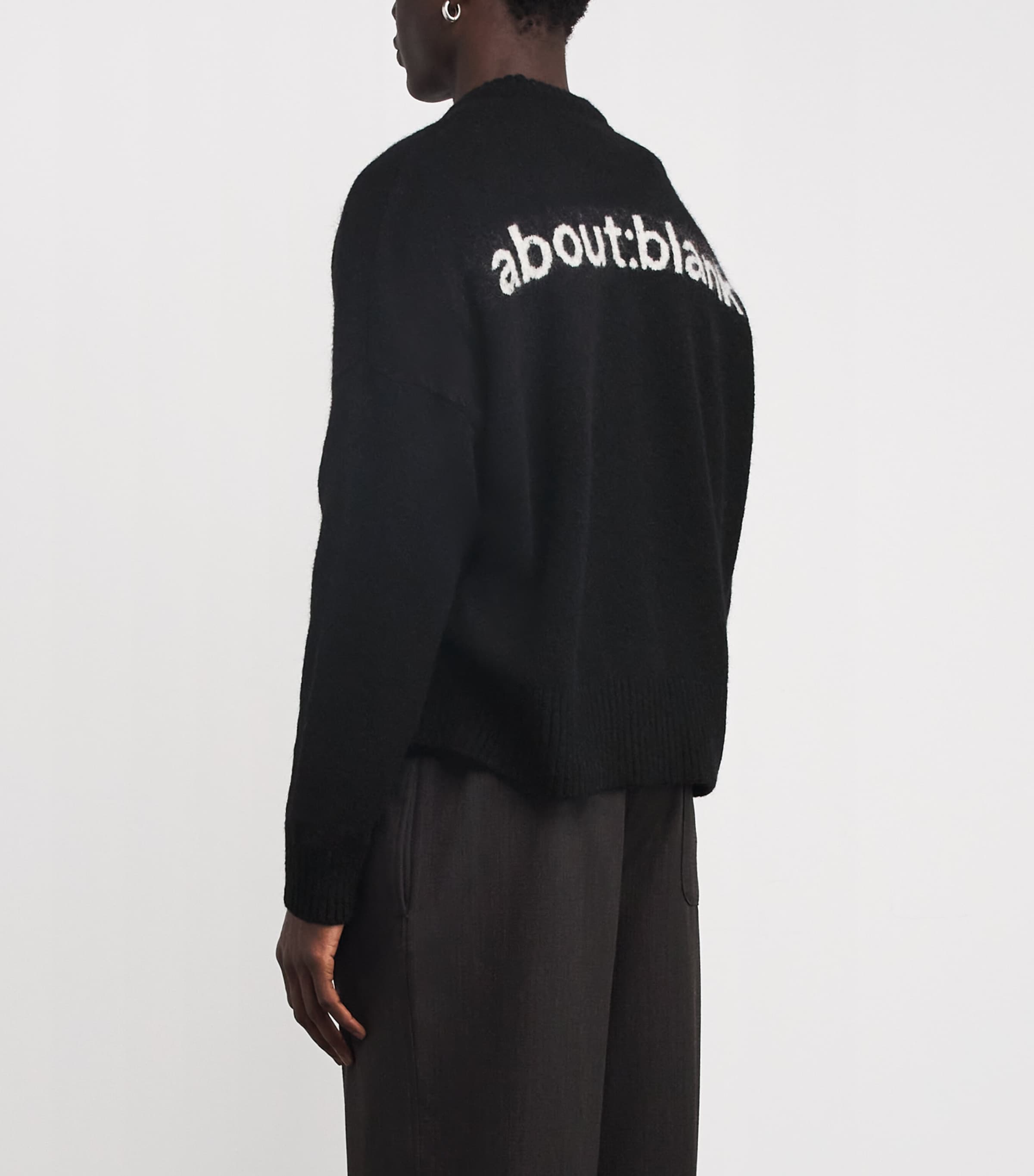 Wool-Blend Back Logo Sweater BLACK/ECRU Image 4