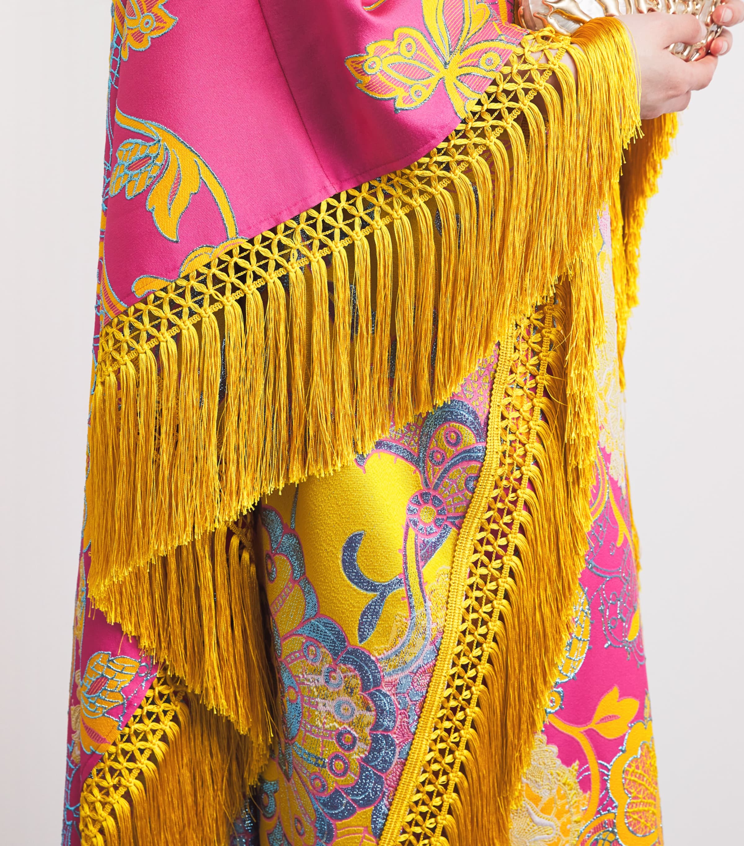 Taller Marmo Womens Fringed Pahlavi Kaftan Maxi Dress Image 3
