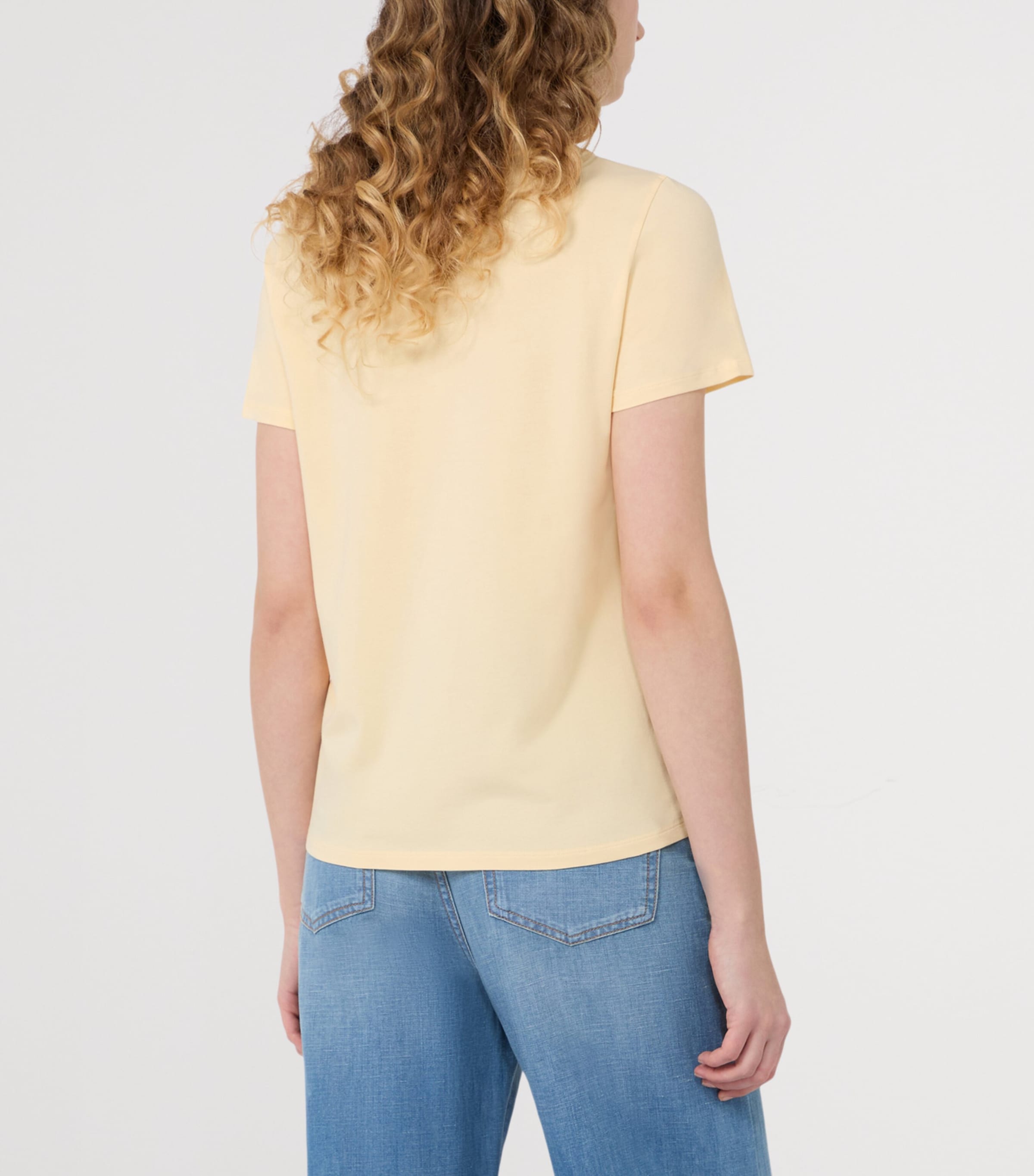 Weekend Max Mara Womens Stretch-Cotton T-Shirt Light Yellow Image 3