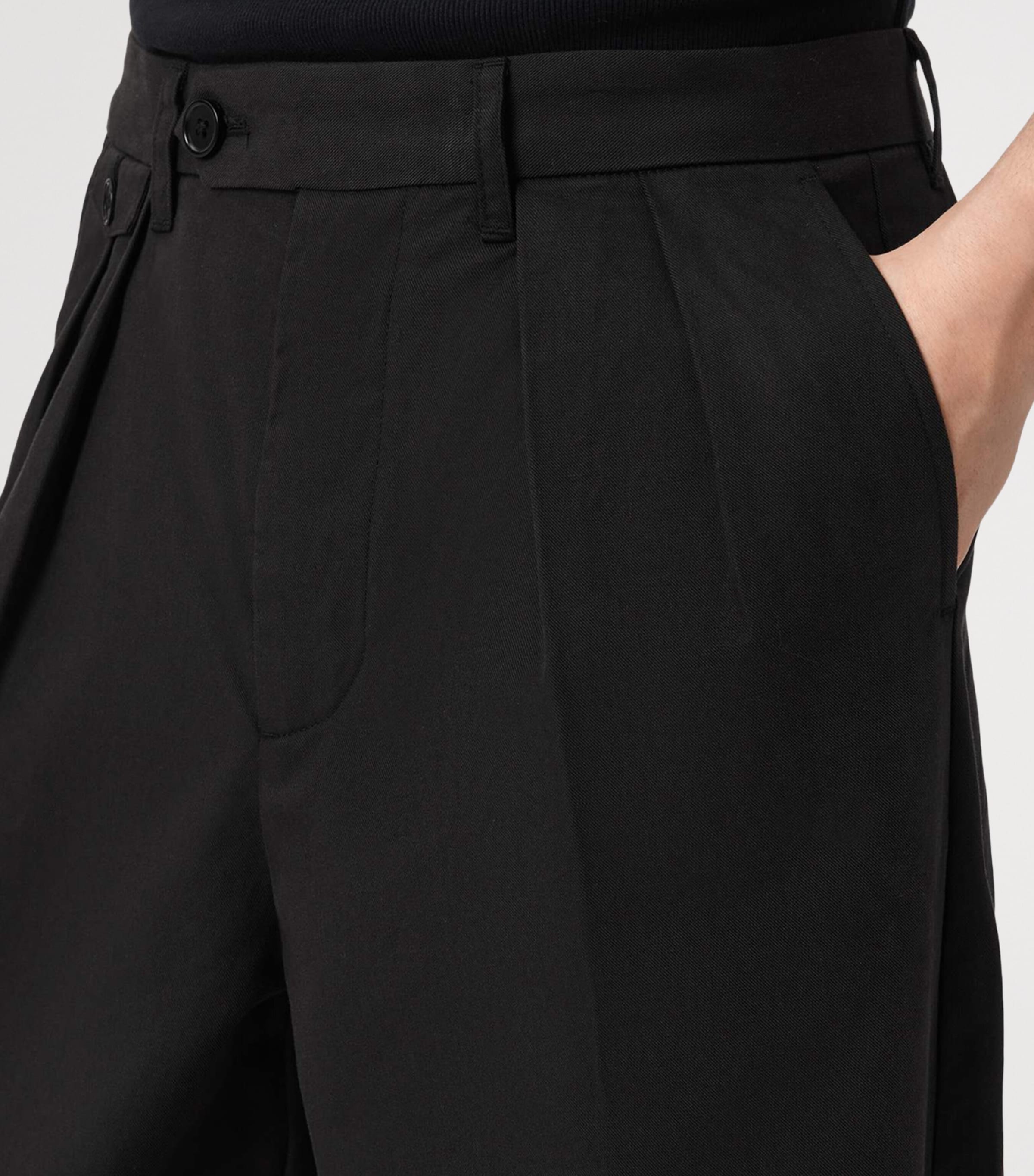 AllSaints Mens Conway Wide-Leg Trousers Black Image 5