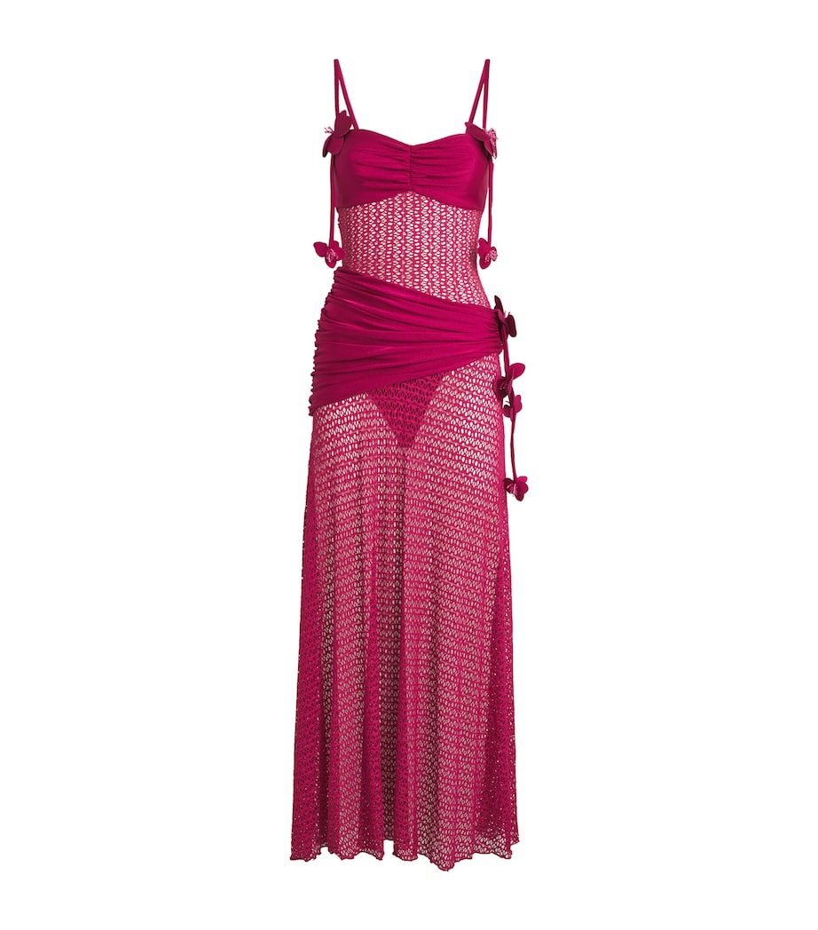 PatBO Womens Crochet-Trim Maxi Dress Magenta Image 1