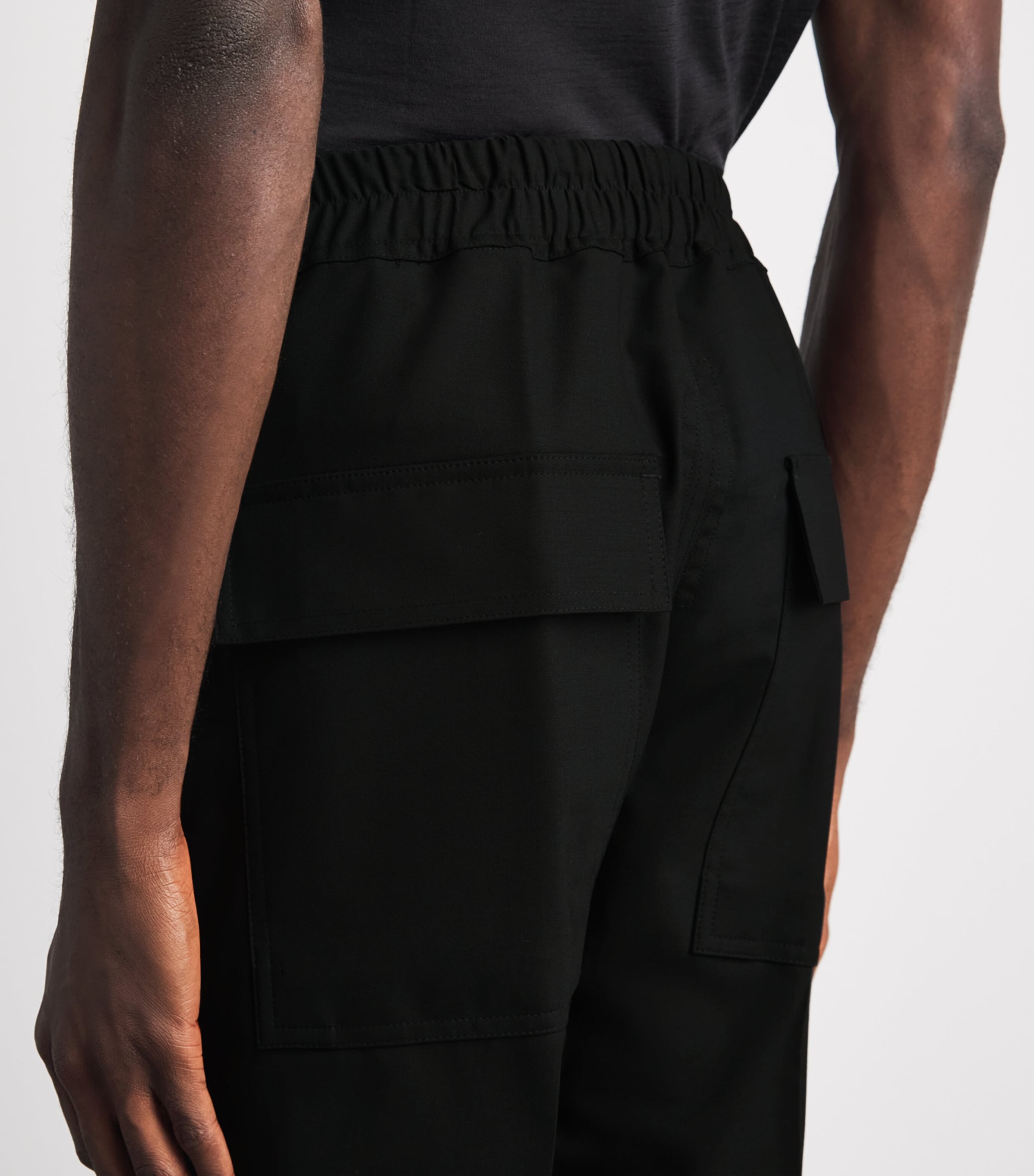 Rick Owens Mens Wool-Blend Slim Drawstring Trousers Black Image 3