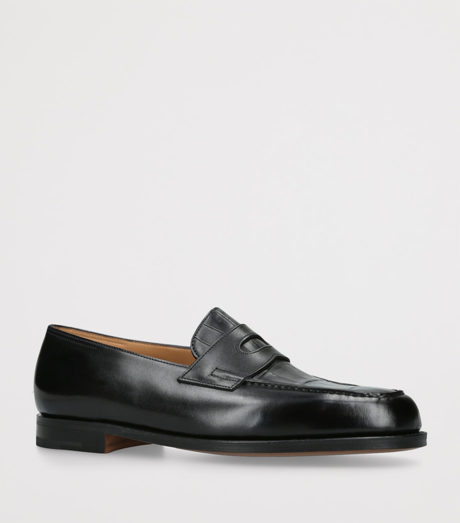 Croc-Embossed Leather Lopez Loafers BLACK Image 3