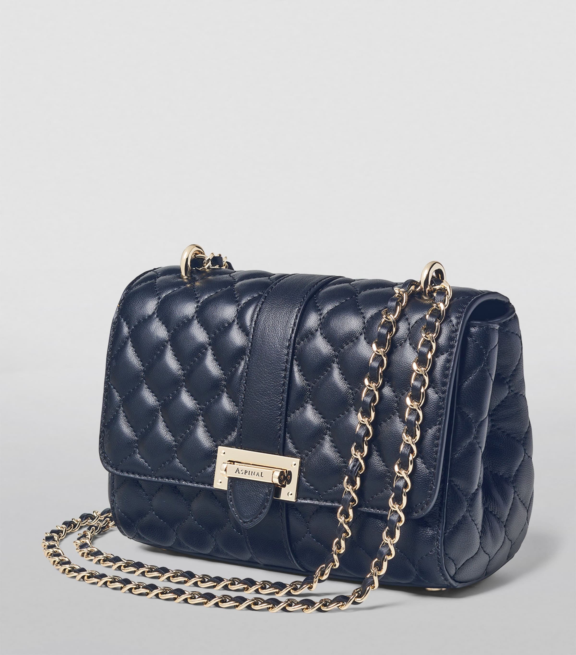 Leather Lottie Shoulder Bag NAVY Image 5