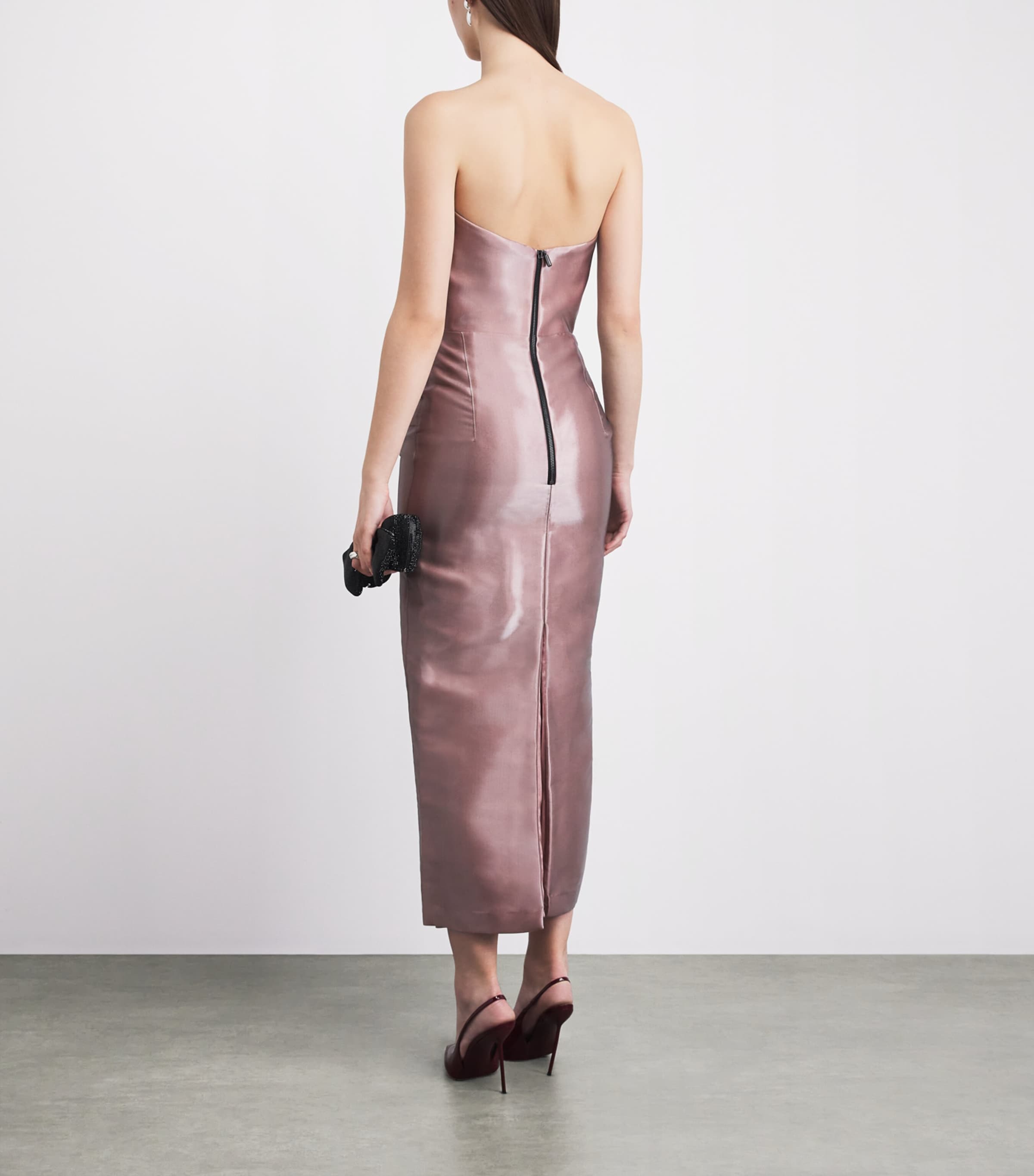 Maticevski Womens Satin Saucy Minx Midi Dress Smoke Pink Image 4