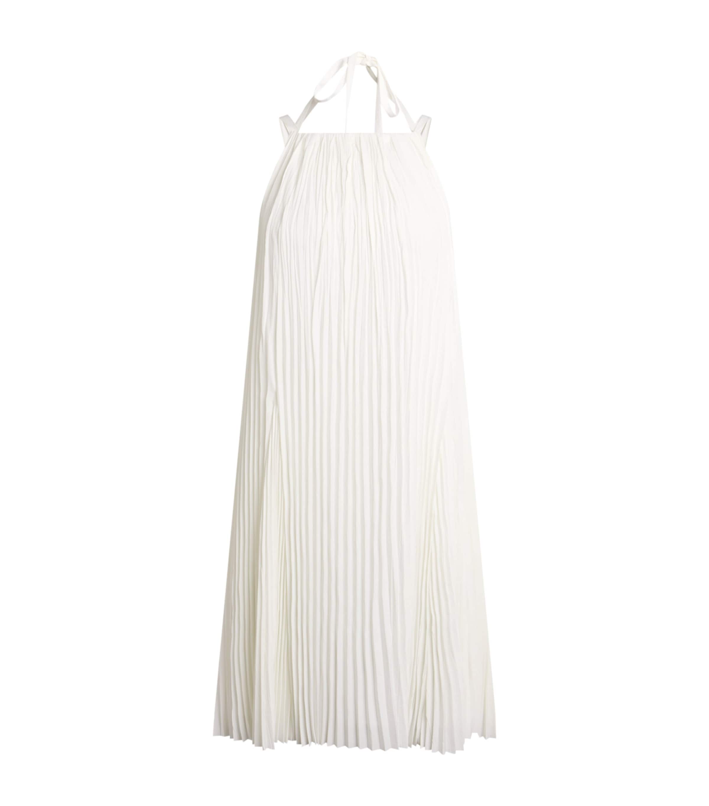Vince Pleated A-line Halter Dress With Pockets In White