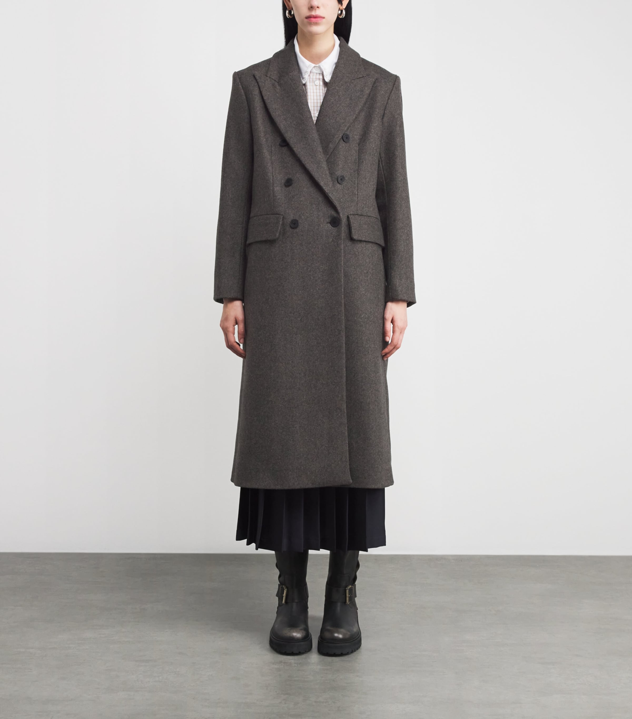 Wool-Blend Double-Breasted Coat DARK GREY Image 3