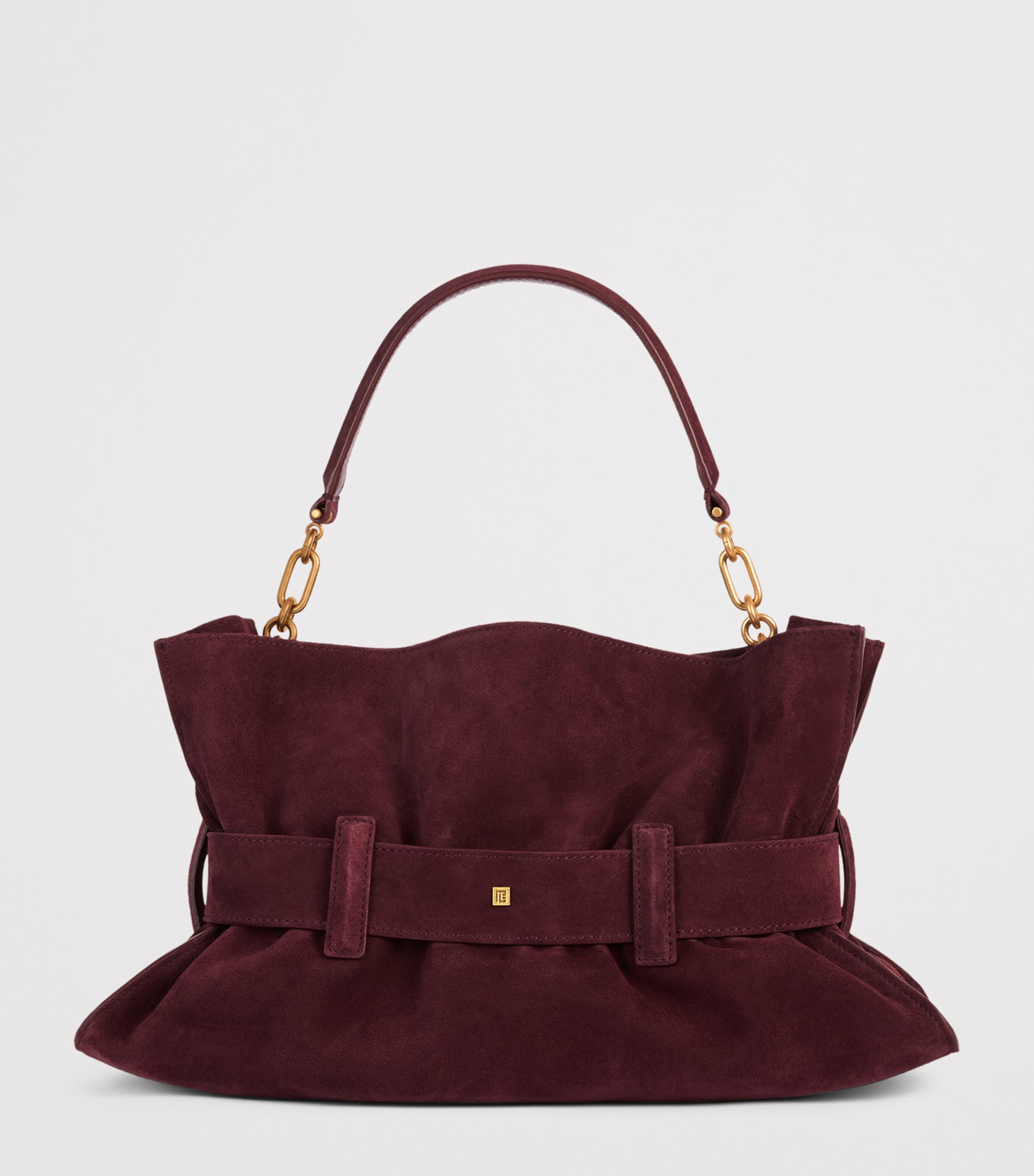 Balmain Medium Suede Anthem Shoulder Bag Lie De Vin Image 8