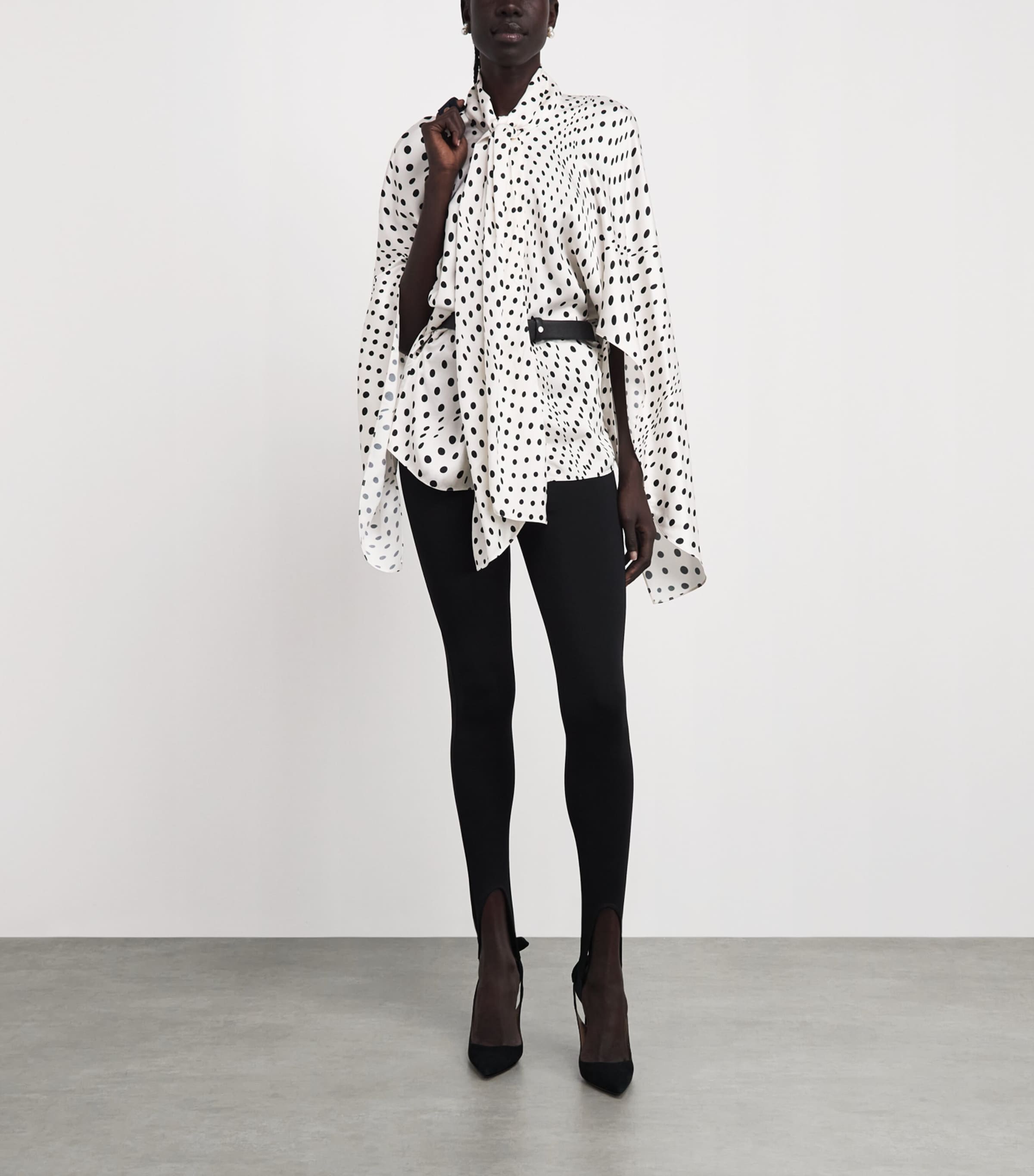 Stella McCartney Womens Satin Polka-Dot Blouse White/black Image 2