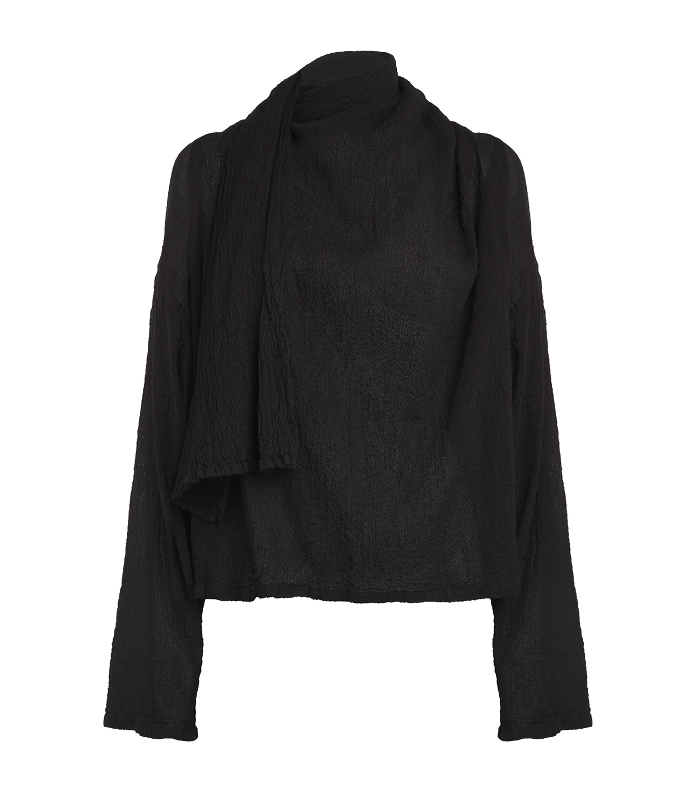 Issey Miyake Black Karami Wool Blouse In 15 Black