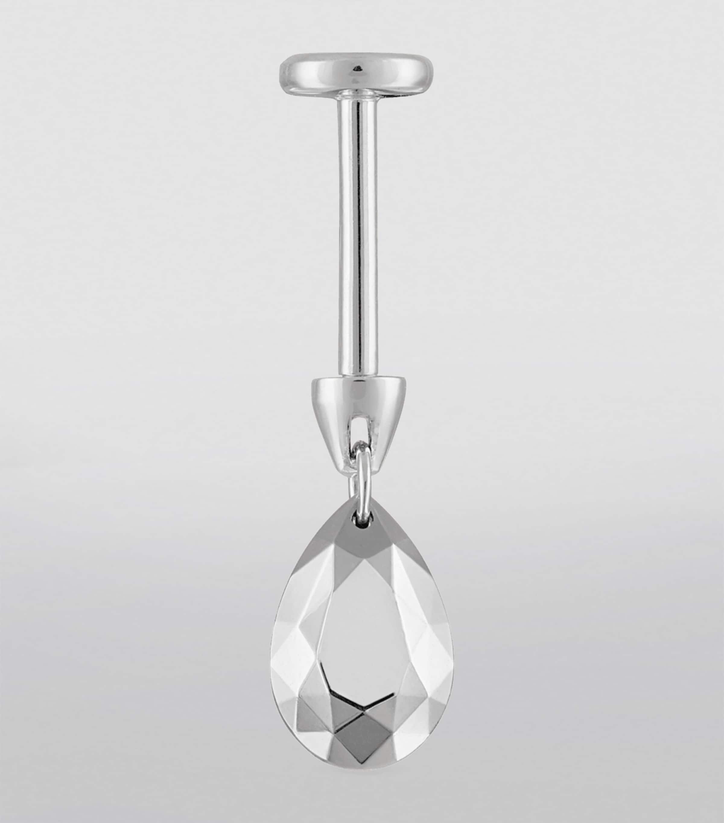 Faceted Pear Threaded Charm Earring (6.5mm) WHITE GOLD Image 3