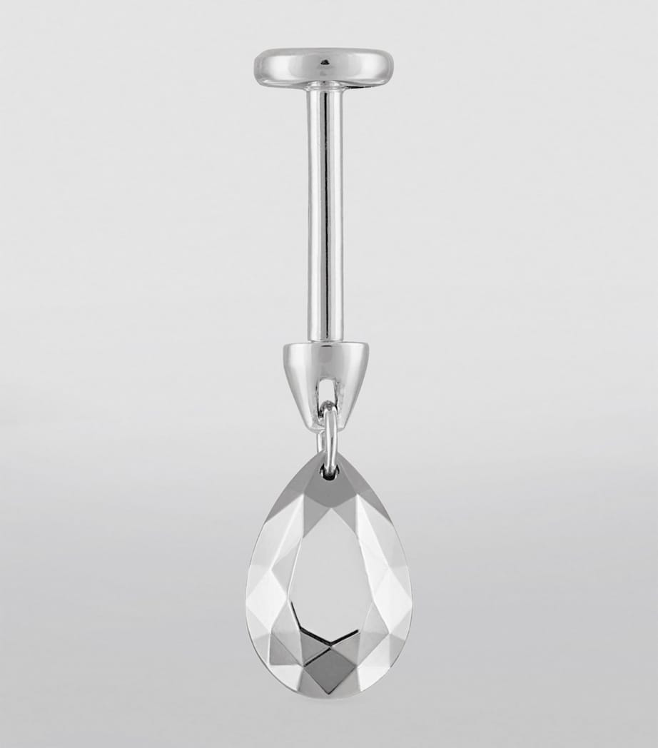 Faceted Pear Threaded Charm Earring (6.5mm) WHITE GOLD Image 3