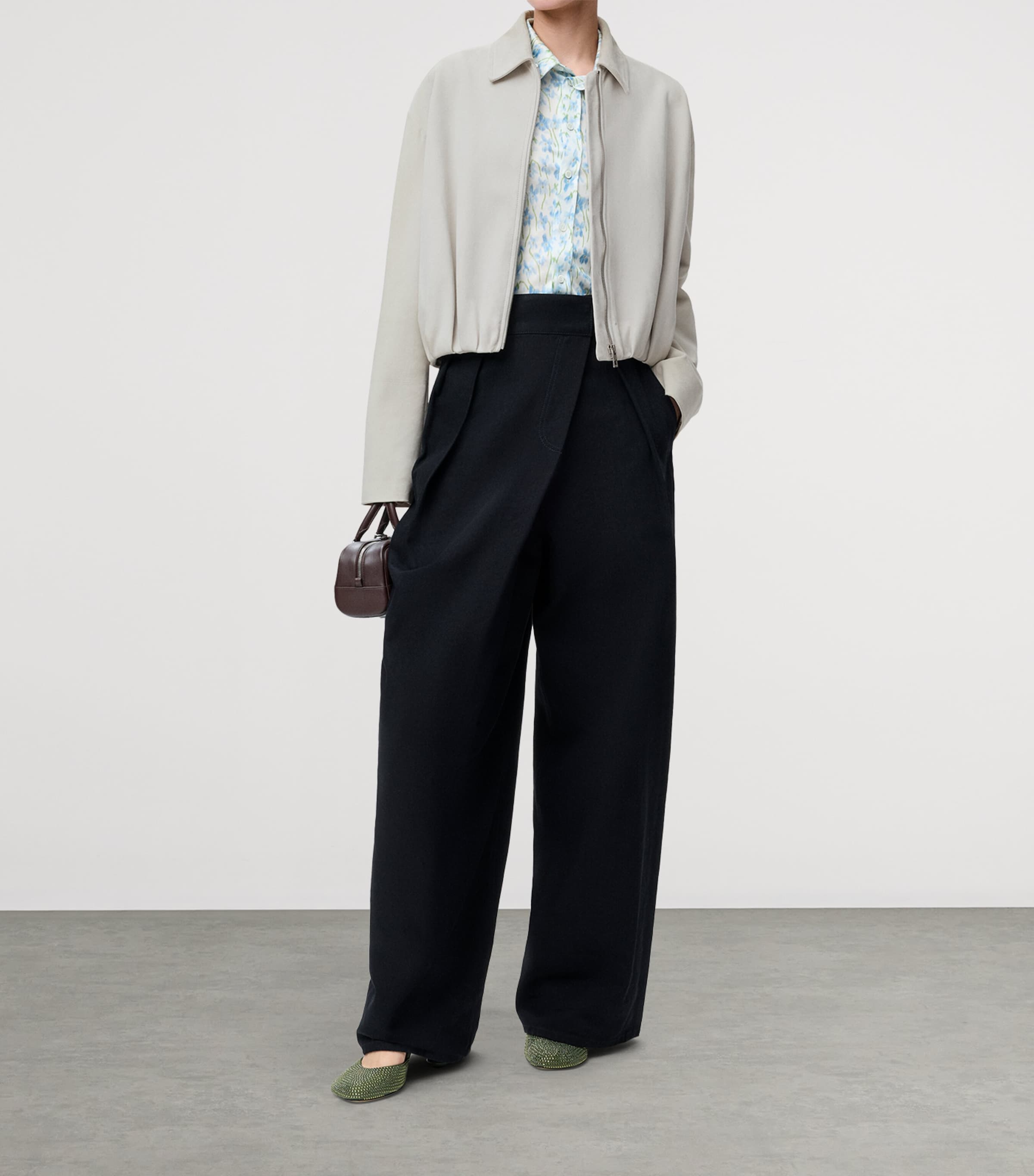 Draped Suede Jacket LIGHT GREY Image 2