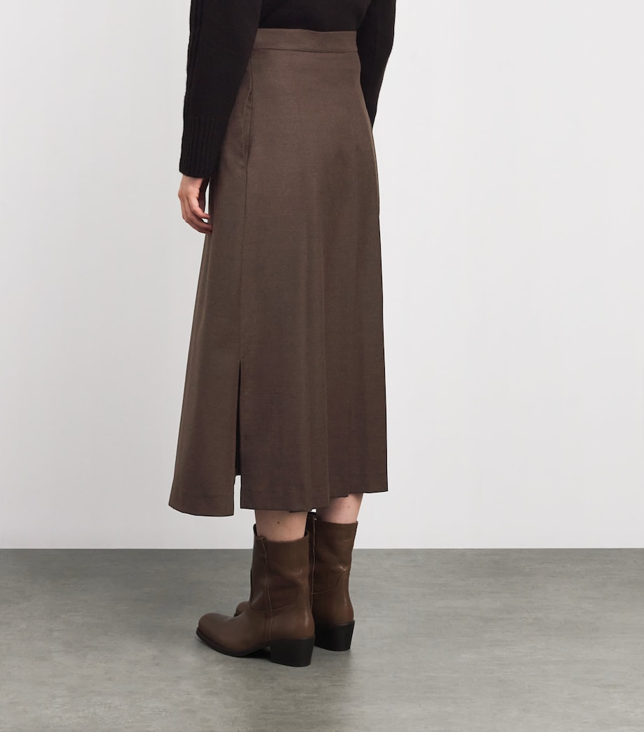Wool-Blend Midi Skirt CHOCOLATE Image 4