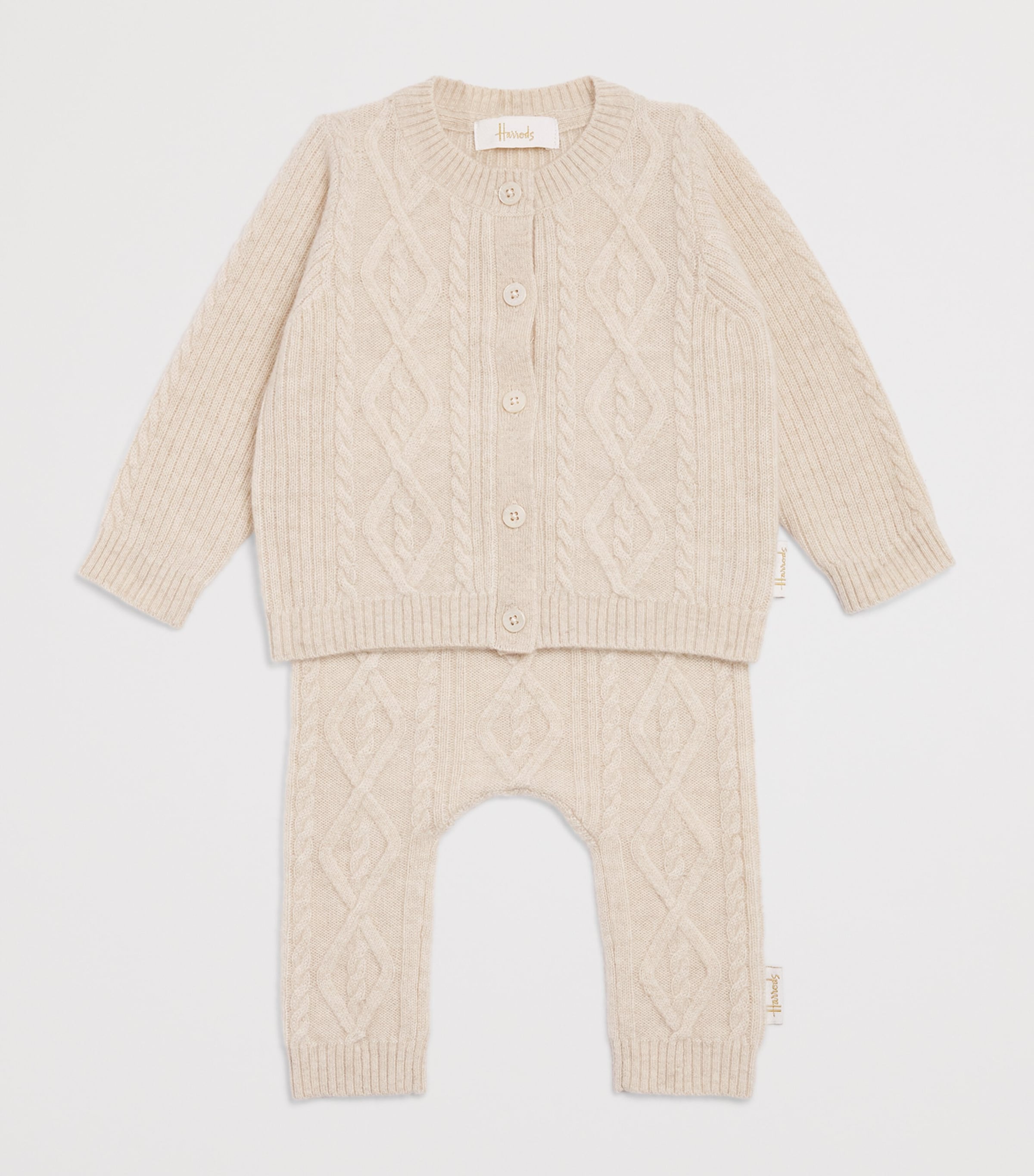 Cashmere Cable-Knit Cardigan (0-18 Months) OATMEAL Image 3