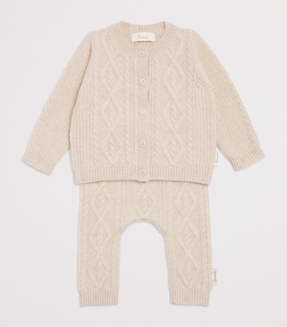 Cashmere Cable-Knit Cardigan (0-18 Months) OATMEAL Image 3